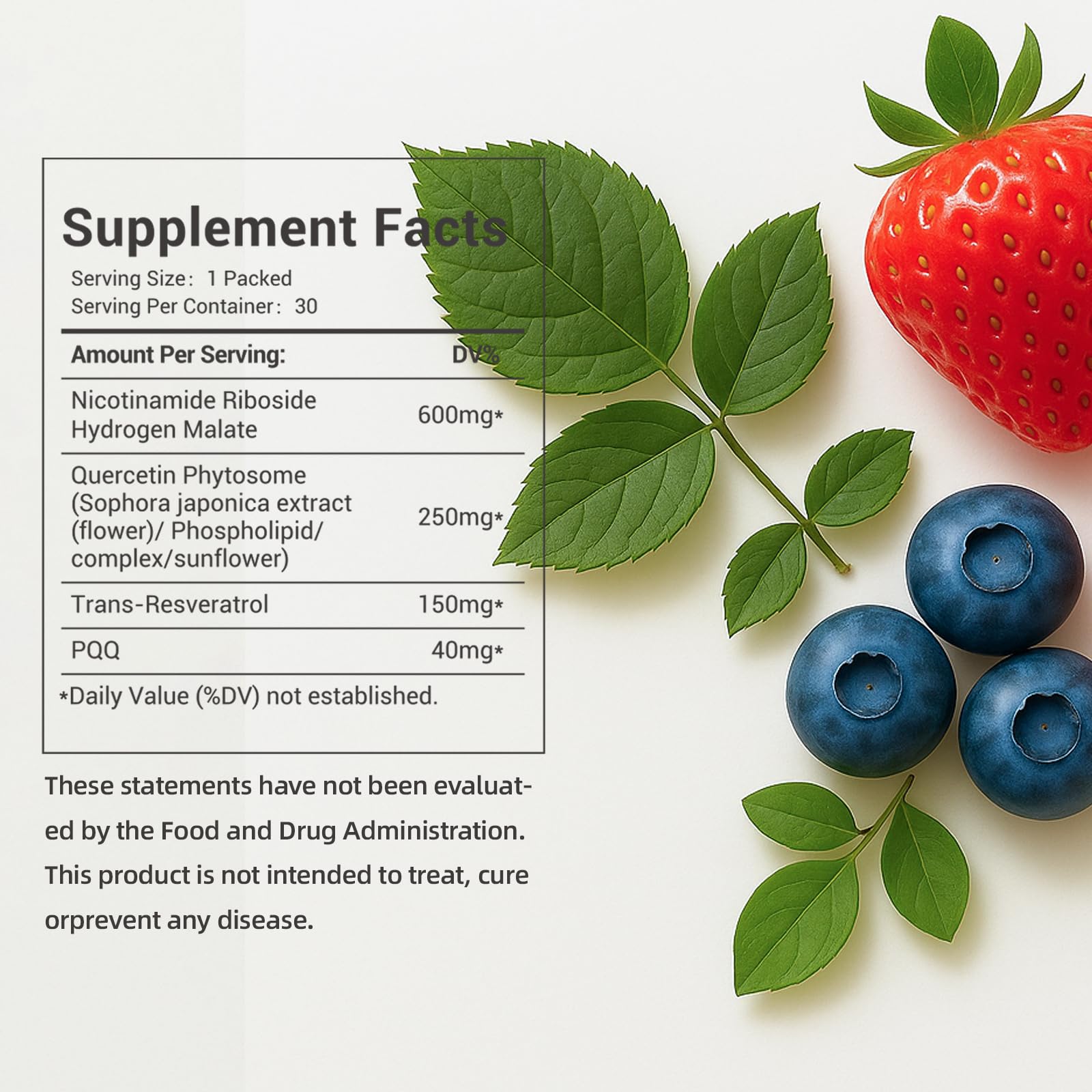 NAD Supplement 1000mg with Resveratrol Pure Organic Liquid Packets - Nicotinamide Riboside Supplements with PQQ - Liposomal NAD+ Berry Flavor Drink - Cellular Energy & Anti-Aging Support, 30 Packs YYURAURB uk supplements