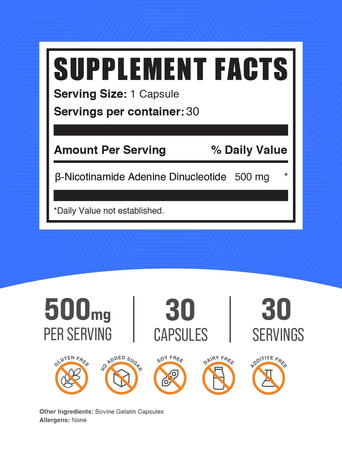 BulkSupplements.com NAD Capsules - Nicotinamide Adenine Dinucleotide, NAD Supplement 500mg - for Energy Support, Pure & Gluten Free, 1 Capsule per Serving, 30 Capsules (Pack of 1) BulkSupplements uk supplements