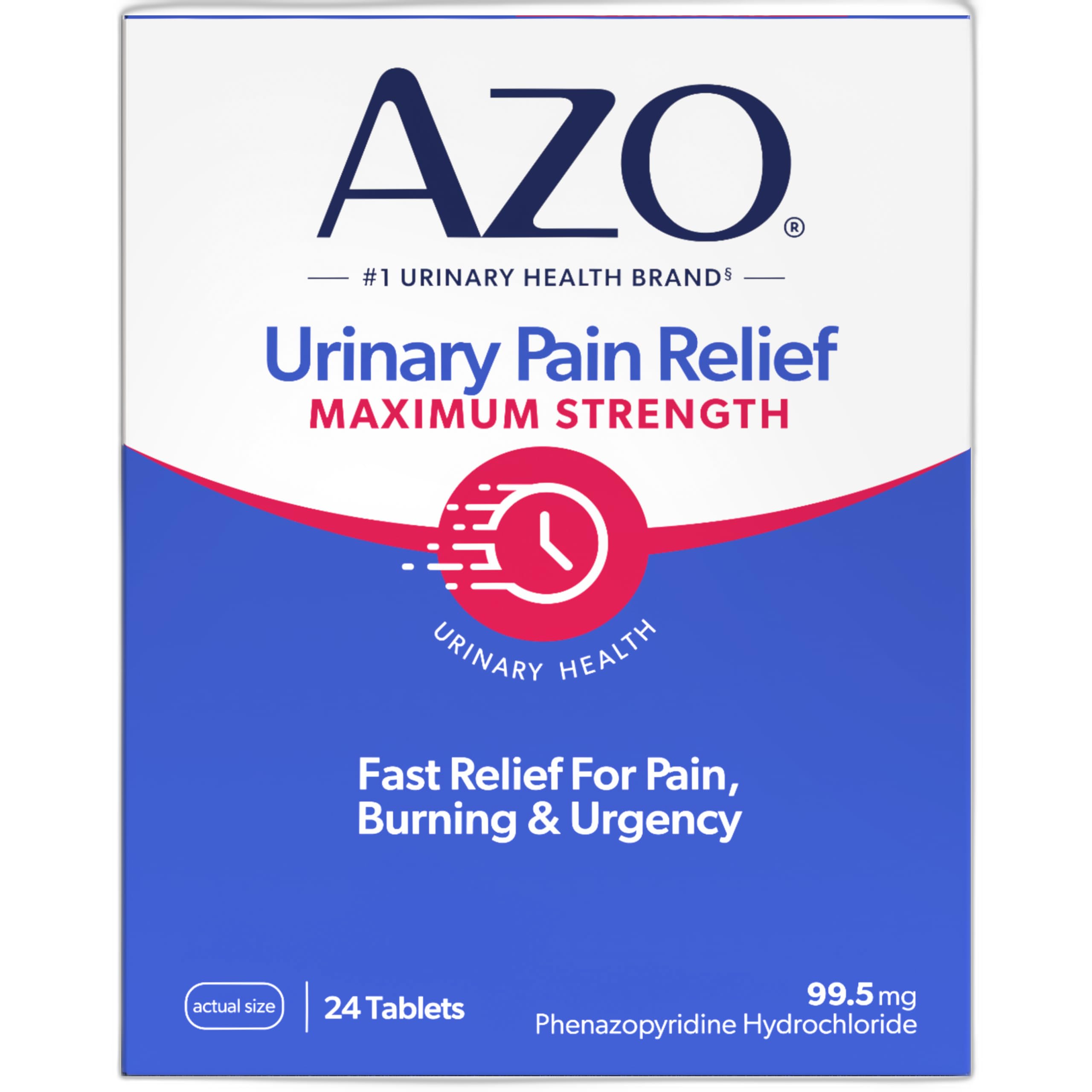 AZO Urinary Pain Relief Maximum Strength, Fast relief of UTI Pain, Burning & Urgency, Targets Source of Pain, #1 Most Trusted Brand, 24 Tablets AZO uk supplements