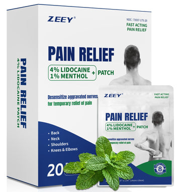 ZEEY 4% Lidocaine Pain Relief Patches, with 1% Menthol Maximum Strength OTC, for Back, Knee, Neck, Shoulders, Joints, Muscle Soreness, Fast Acting, Long Lasting, Large Gel Patch, 5.5" x 3.94", 20Ct ZEEY uk supplements
