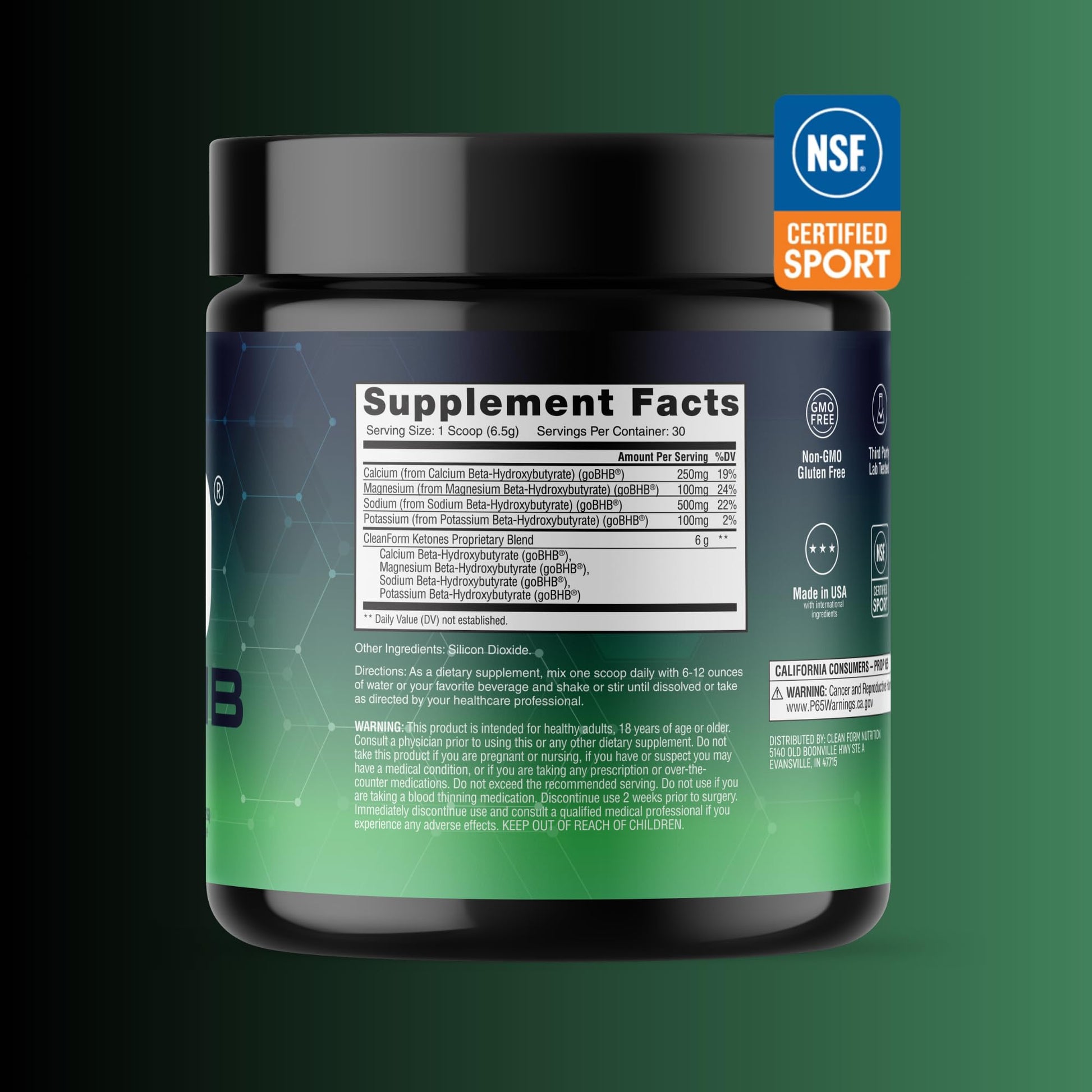 CleanForm Nutrition goBHB® Clean Energy Powder | NSF Sport Certified | Cellular Fuel with BHB Salts | Enhances Endurance, Mental Clarity, Hydration & Recovery | No Caffeine or Sugar | Neutral Flavor CleanForm Nutrition uk supplements