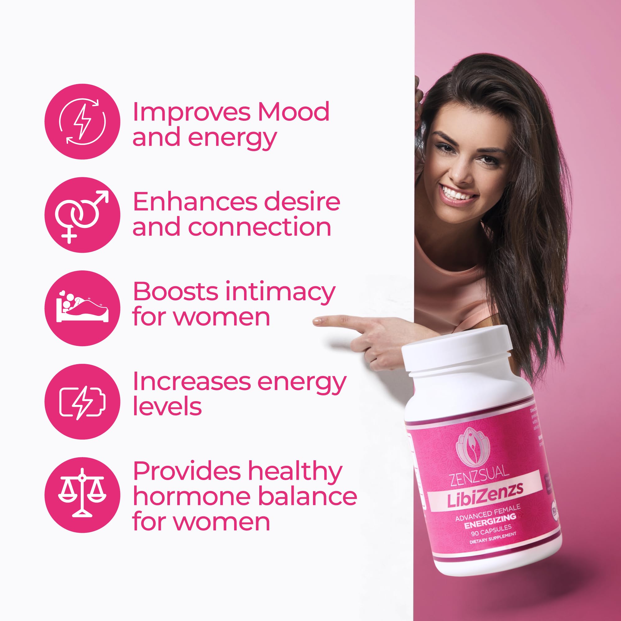 ZENZSUAL Libizenzs – Plant-Based Energy Support Supplement for Women – Caffeine-Free with Maca Root, Ashwagandha & Ginseng – Supports Daily Stamina, Focus & Well-Being – 90 Vegan Capsules ZENZSUAL uk supplements