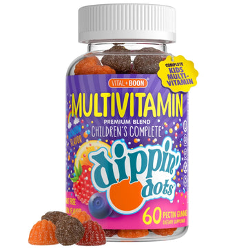 Dippin' Dots - Multivitamin Gummies for Kids Rainbow Fruit Flavor Complete Multivitamin Chewy Gummies Vitamin A, B, C, D3, E, B6, Zinc - 60 Count Vital+Boon uk supplements