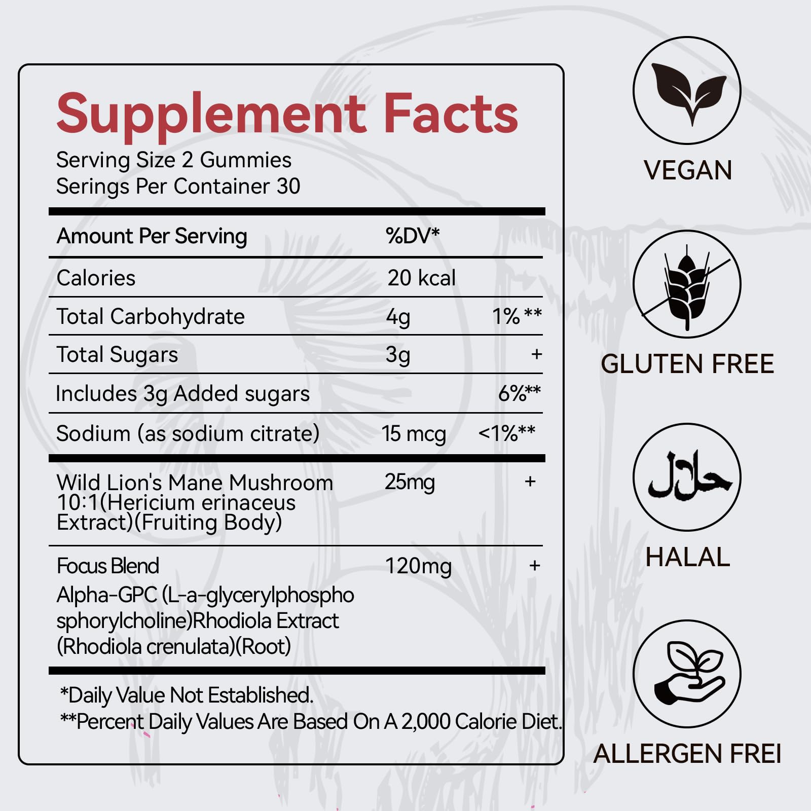 Mushroom Gummies with Lion’s Mane - Alpha Brain Gummy for Focus & Memory - Nootropic Focus Gummies with Rhodiola & Alpha-GPC – Vegan Brain Supplement, Raspberry Pomegranate Flavor, 60 Count (1) QualiLife uk supplements