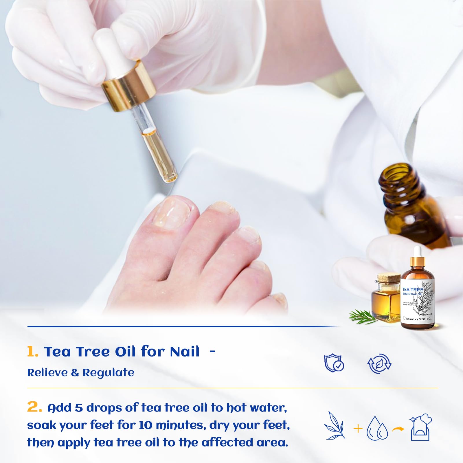 HIQILI Tea Tree Essential Oil (100 ML), 100% Pure for Toenail Fungus, Hair Damage HIQILI uk supplements