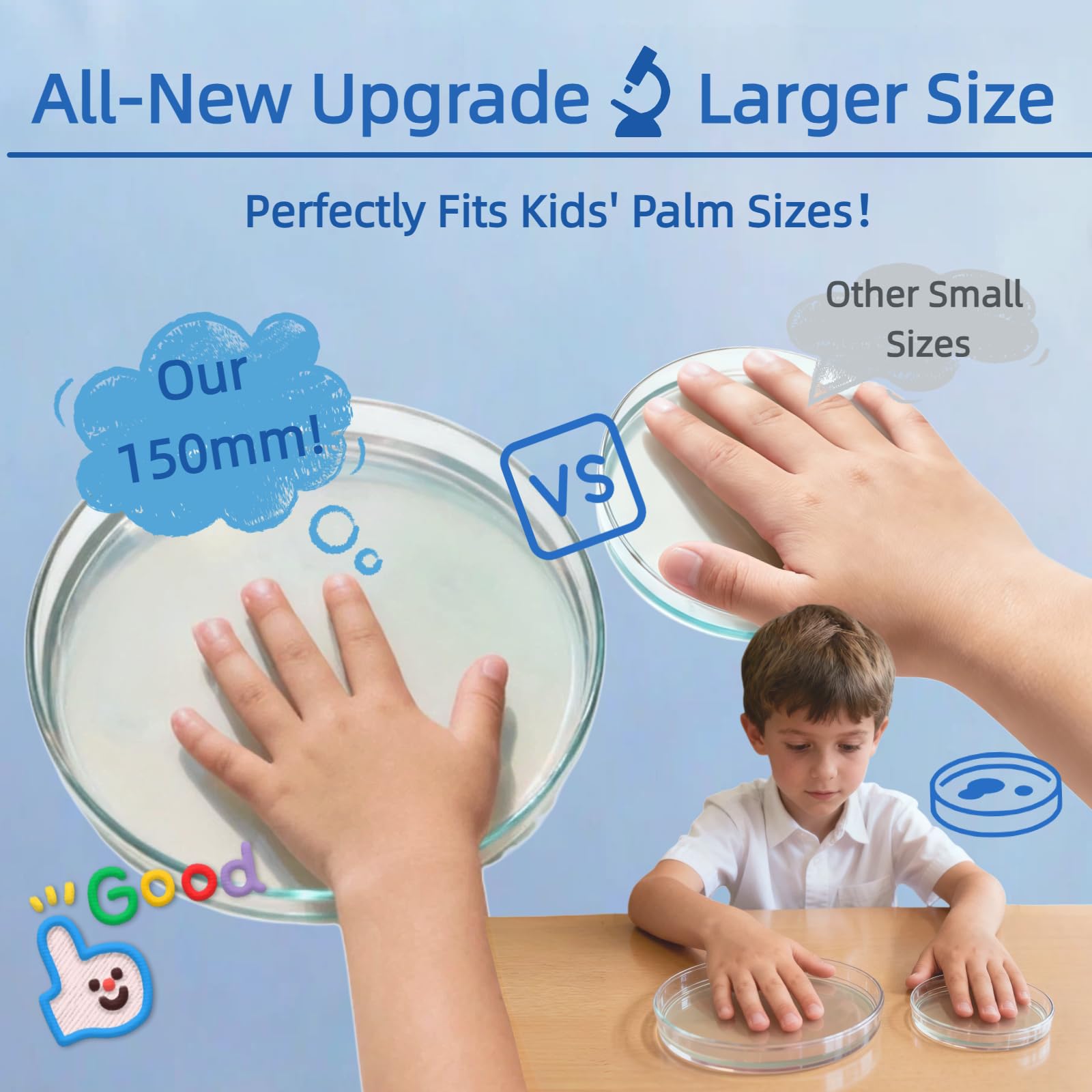 Giant Microbiology Bacteria Science Kit for Kids:2 XL 150mm Prepoured Nutrient Agar Plates, Petri Dishes with Agar & Colony Characteristics Poster for School Projects & Educational Gifts Mosynex uk supplements
