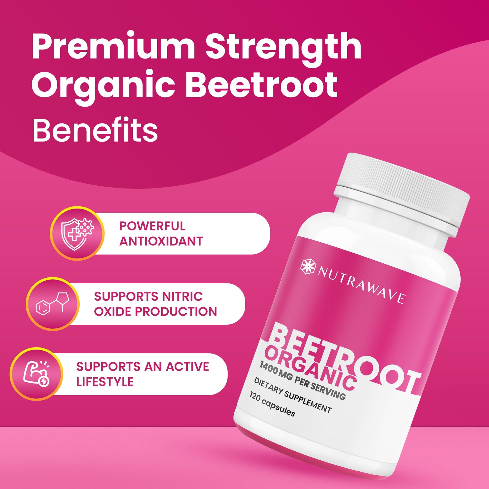 Nutra Wave 1400mg Organic Beet Root Capsules Per Serving – Nitric Oxide Booster for Men – Supports Blood Pressure, Energy, Circulation & Heart Health – Non-GMO, Vegan – 120 Capsules / 60 Day Supply Nutra Wave uk supplements