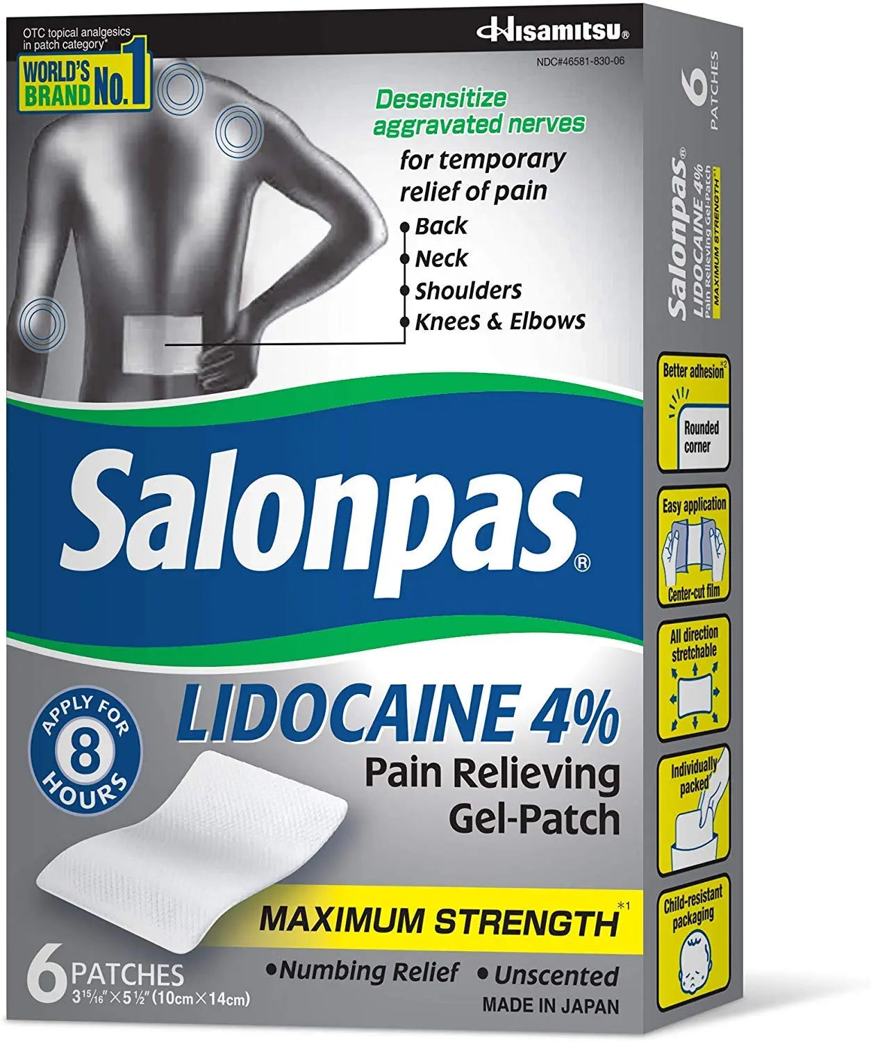 Salonpas LIDOCAINE (5 Pack Bundle) Pain Relieving Maximum Strength Gel Patch! Salonpas uk supplements