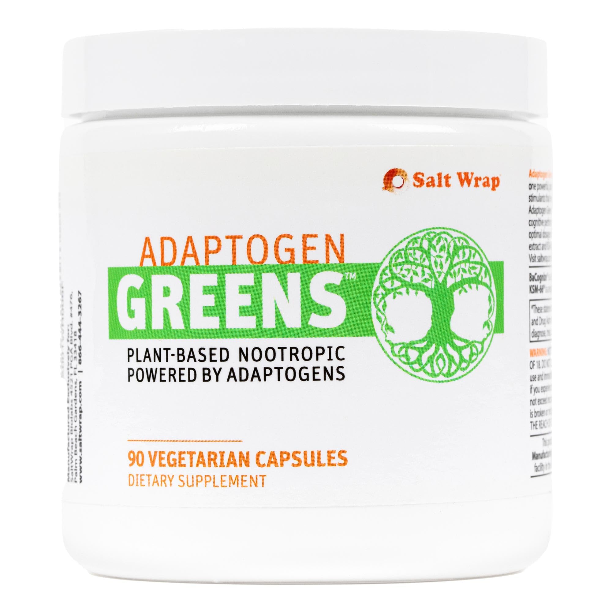 SaltWrap Adaptogen Greens - Mind-Body Resilience Formula - Caffeine-Free Nootropic for Stress, Focus, and Cognitive Performance - 90 Capsules SaltWrap uk supplements