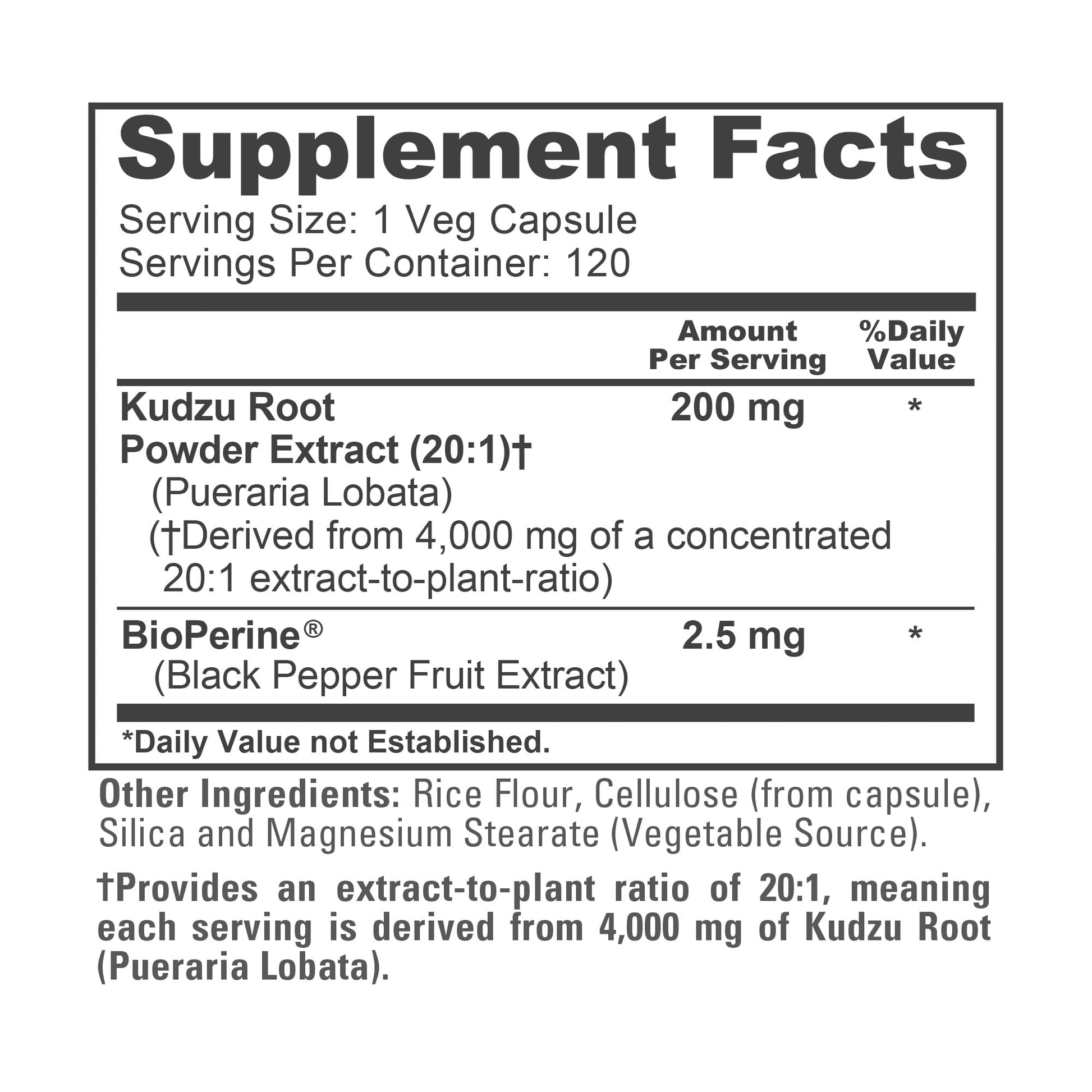 NusaPure Kudzu Root 20:1 Extract, 200 mg Equivalent to 4,000mg - 120 Veggie Capsules (Non-GMO, Vegan, Bioperine) NusaPure uk supplements