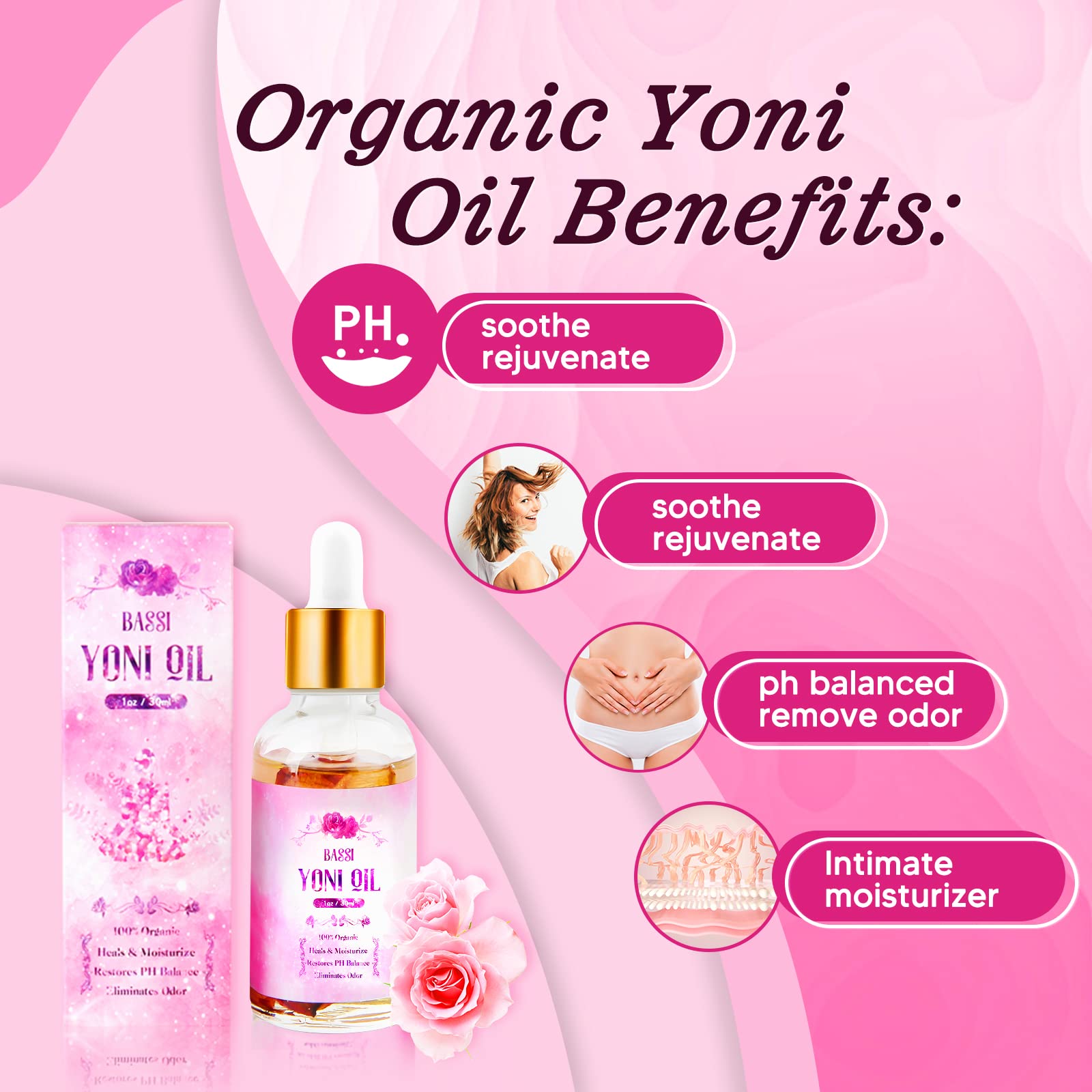 Feminine Wash & Yoni Oil & Yoni Soap Set for Women, Yoni Wash for Vaginal Ph Balance Remove Odor BASSI uk supplements