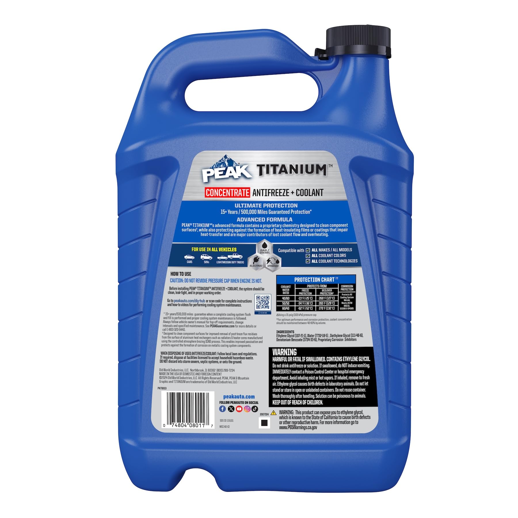 PEAK Titanium Concentrate Prediluted Antifreeze and Coolant for All Engine Cooling Systems, Long-Lasting Yellow Engine Coolant/Antifreeze for Lifetime Engine Protection in All Vehicles, 1 Gal. PEAK uk supplements