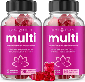 NutraChamps Multivitamin for Women, 240 Count, Vitamins A, B, C, D, E, Biotin, Folic Acid, Womens Gummy Multivitamins, Chewable Daily (Pack of 2) NutraChamps uk supplements