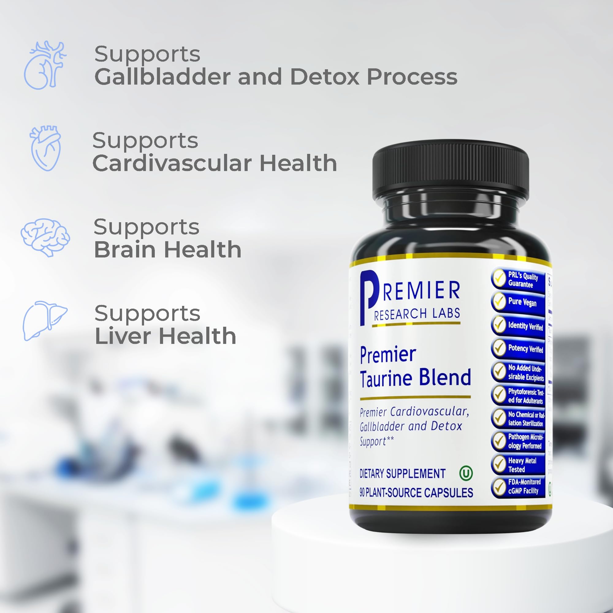 Premier Research Labs Taurine Blend - Taurine Supplement, Taurine Pills, L Taurine Amino Acid Supplement for Liver, Gallbladder, Brain & Heart Health, for Women & Men - 90 Vegetarian Capsules Premier Research Labs uk supplements
