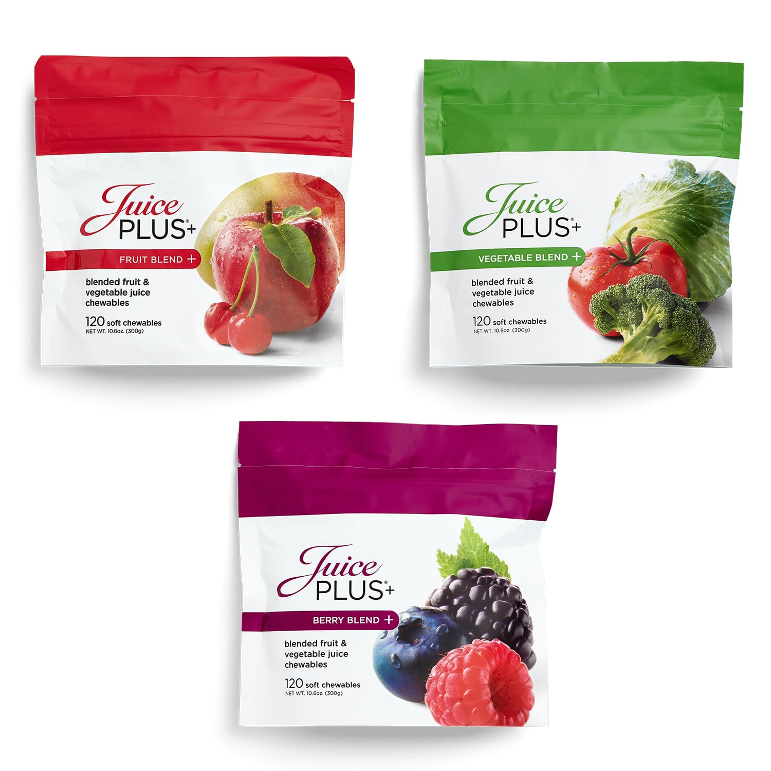 Juice Plus+ Fruit, Vegetable & Berry Blend Soft Chews (Chewables) - 30 Plant-Based Ingredients! Vegan Gummies for Kids & Adults - Gluten-Free, Non-GMO, No HFCS - Prepacked 3 Pouches (30 Chews Each) Juice Plus+ uk supplements