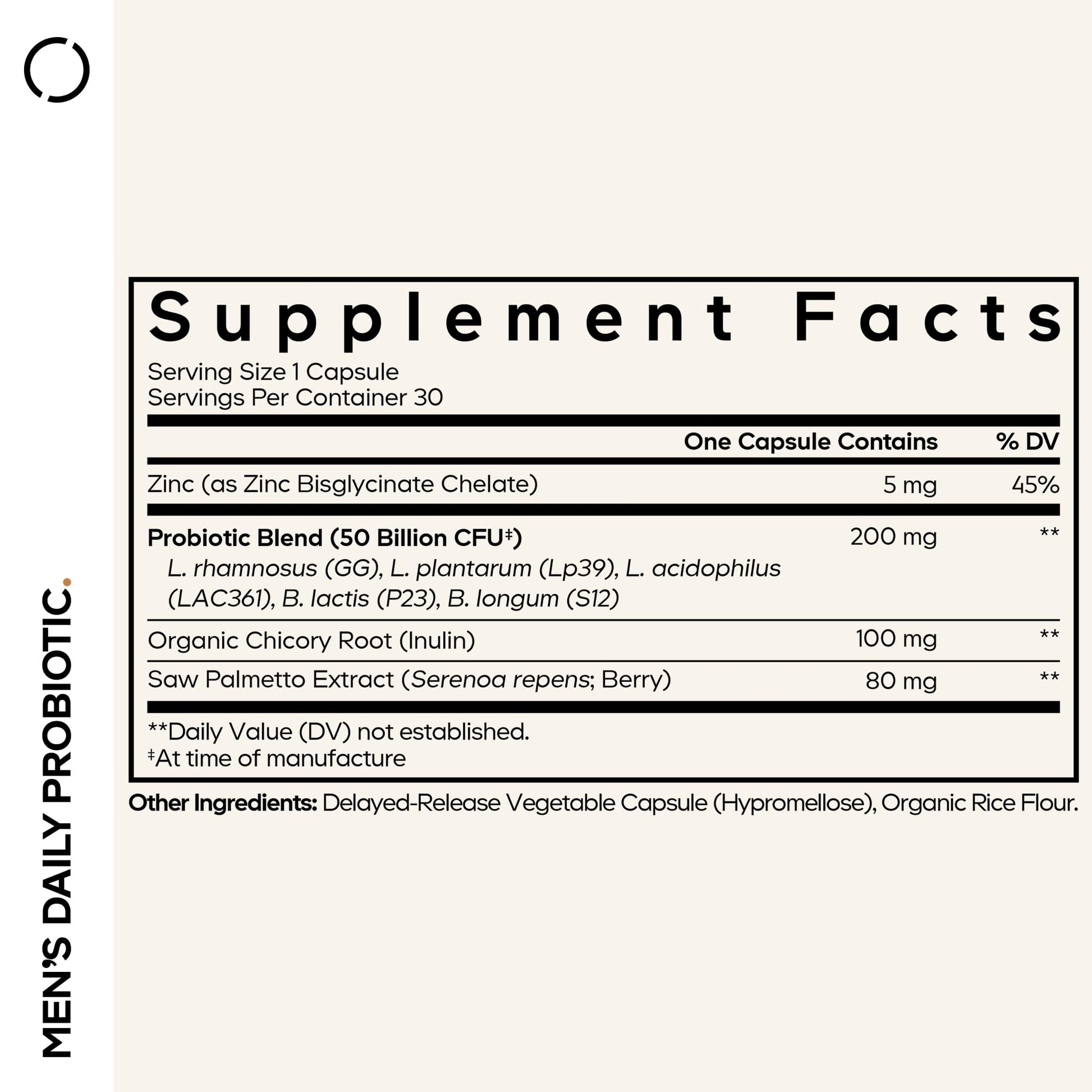 Codeage Men’s Daily Probiotic Supplement - 50 Billion CFU Probiotic Blend with Zinc, Inulin Prebiotic, Saw Palmetto – Men’s Wellness Support – 1 Capsule Per Serving - Non-GMO – 30 Capsules Codeage uk supplements