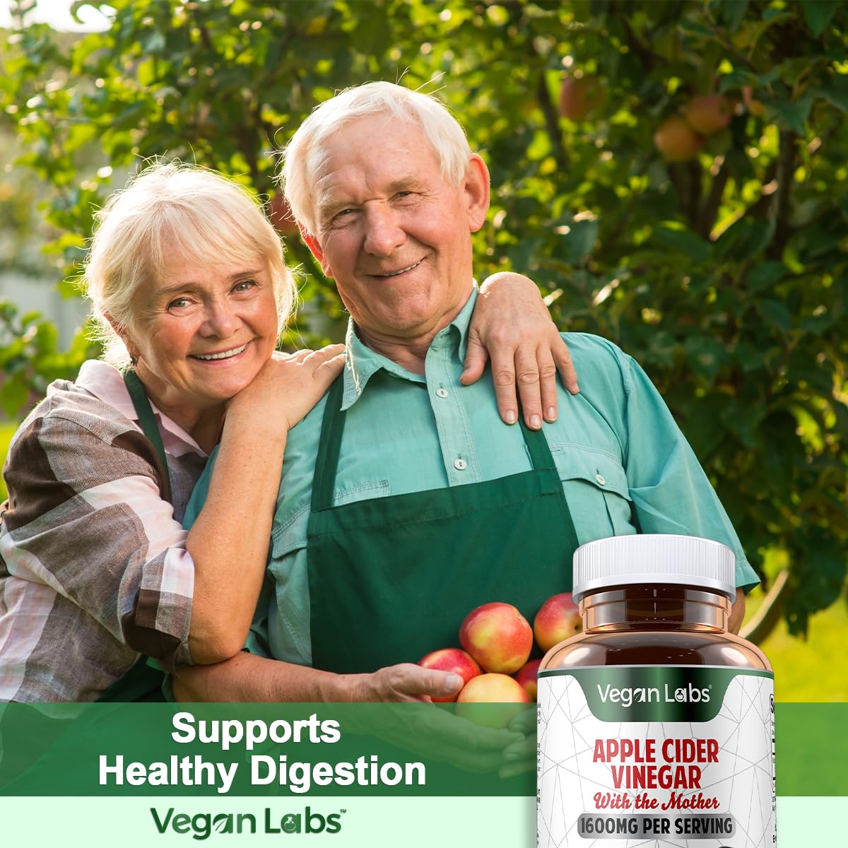 Vegan Labs Apple Cider Vinegar Capsules with The Mother- 180 Vegan Capsules Vegan Labs uk supplements