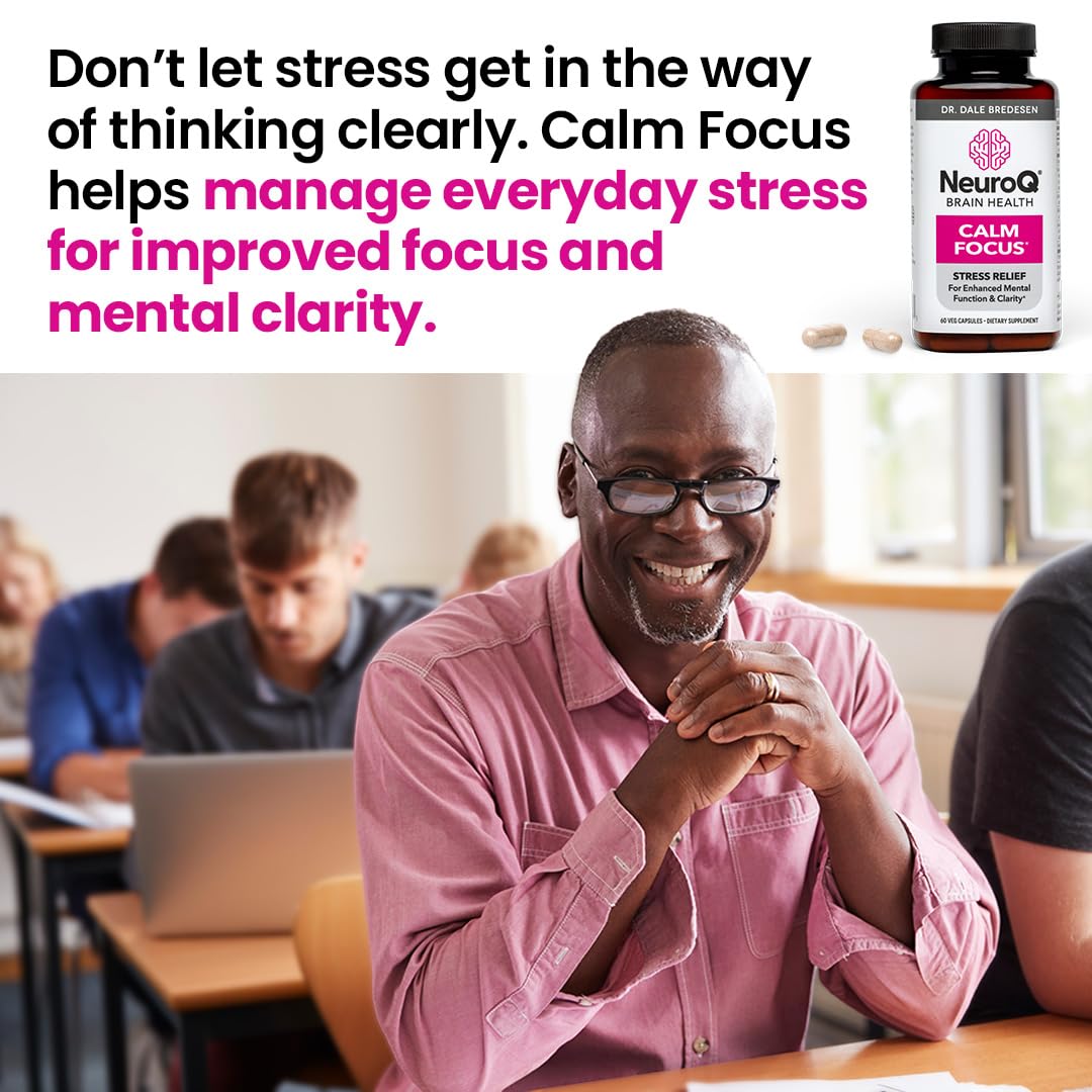 LifeSeasons NeuroQ Calm Focus Capsules - Stress Relief Supplement - Supports Mental Function & Relaxation - Sensoril Ashwagandha, Magnesium, GABA, L-Theanine, Andean Cocoa & Kava Kava - 60 Capsules LifeSeasons uk supplements
