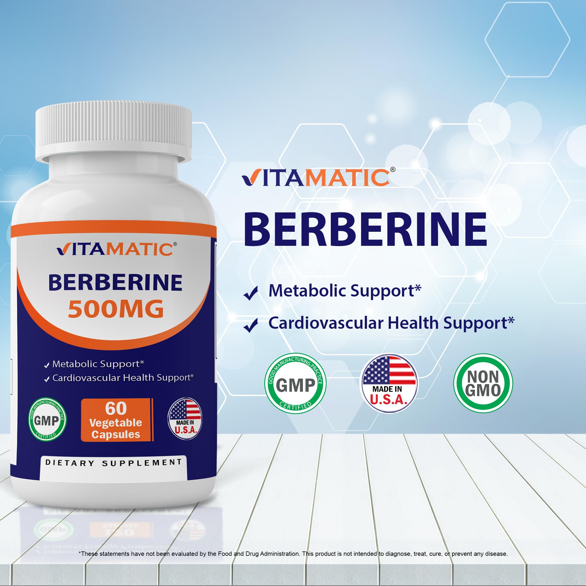Vitamatic Berberine Supplement 500mg - 60 Vegetable Capsules - Made in The USA Vitamatic uk supplements