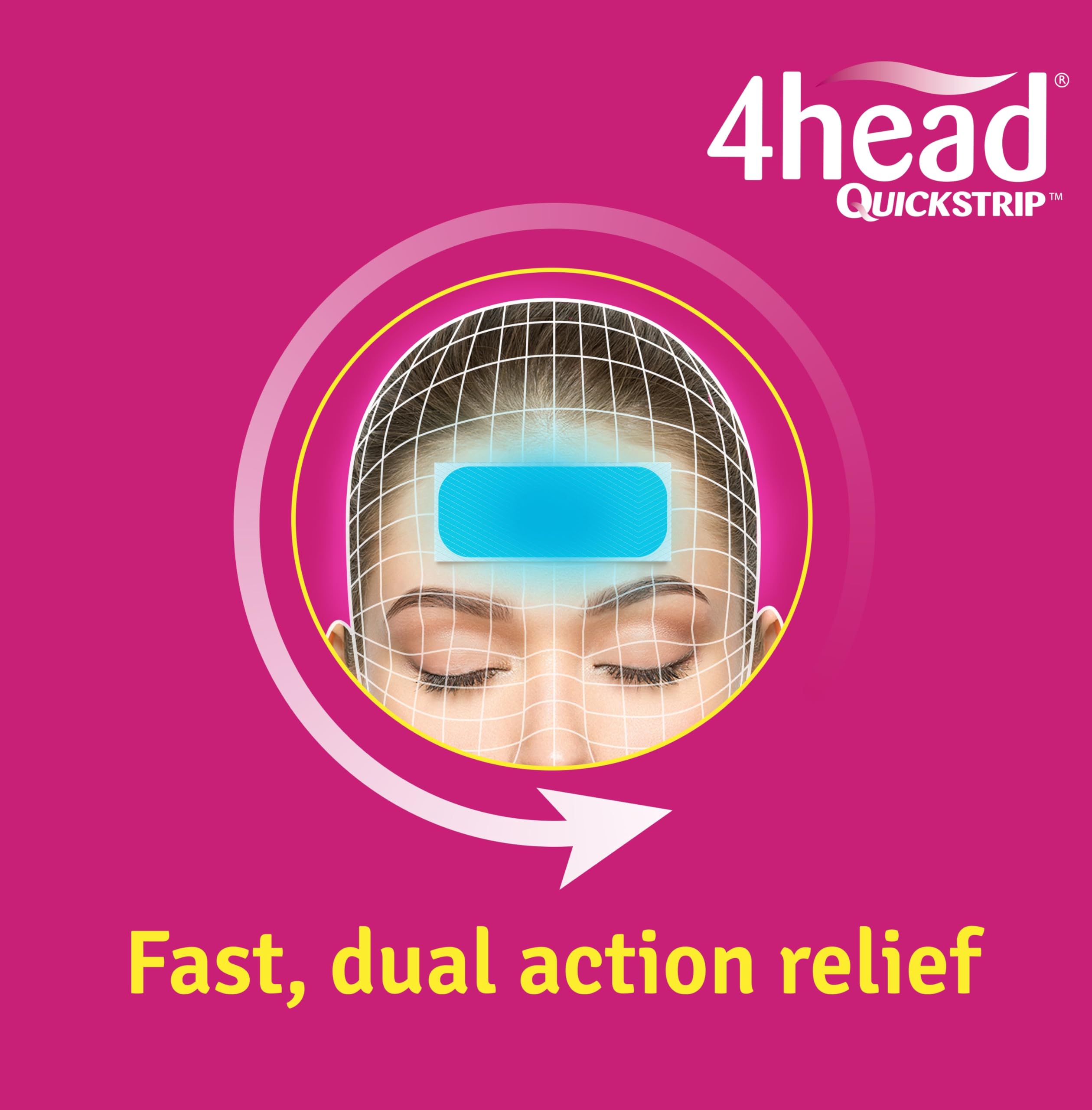 4Head Quickstrip Headache and Migraine Relief Strips - Pack of 4 4 Head uk supplements