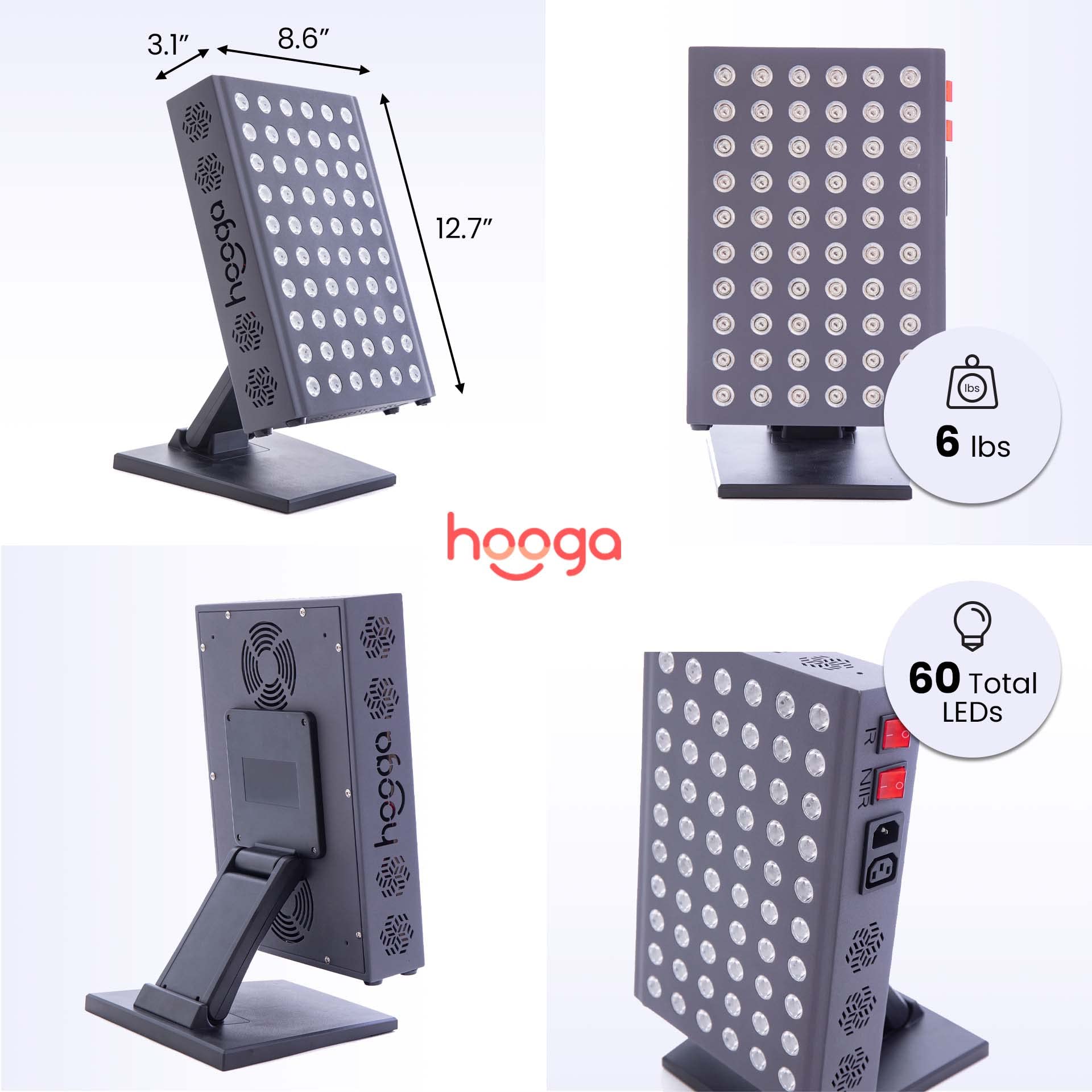 Hooga Red Light Therapy 660nm 850nm Red Near Infrared, Dual Chip Flicker Free LEDs, PRO Series hooga uk supplements