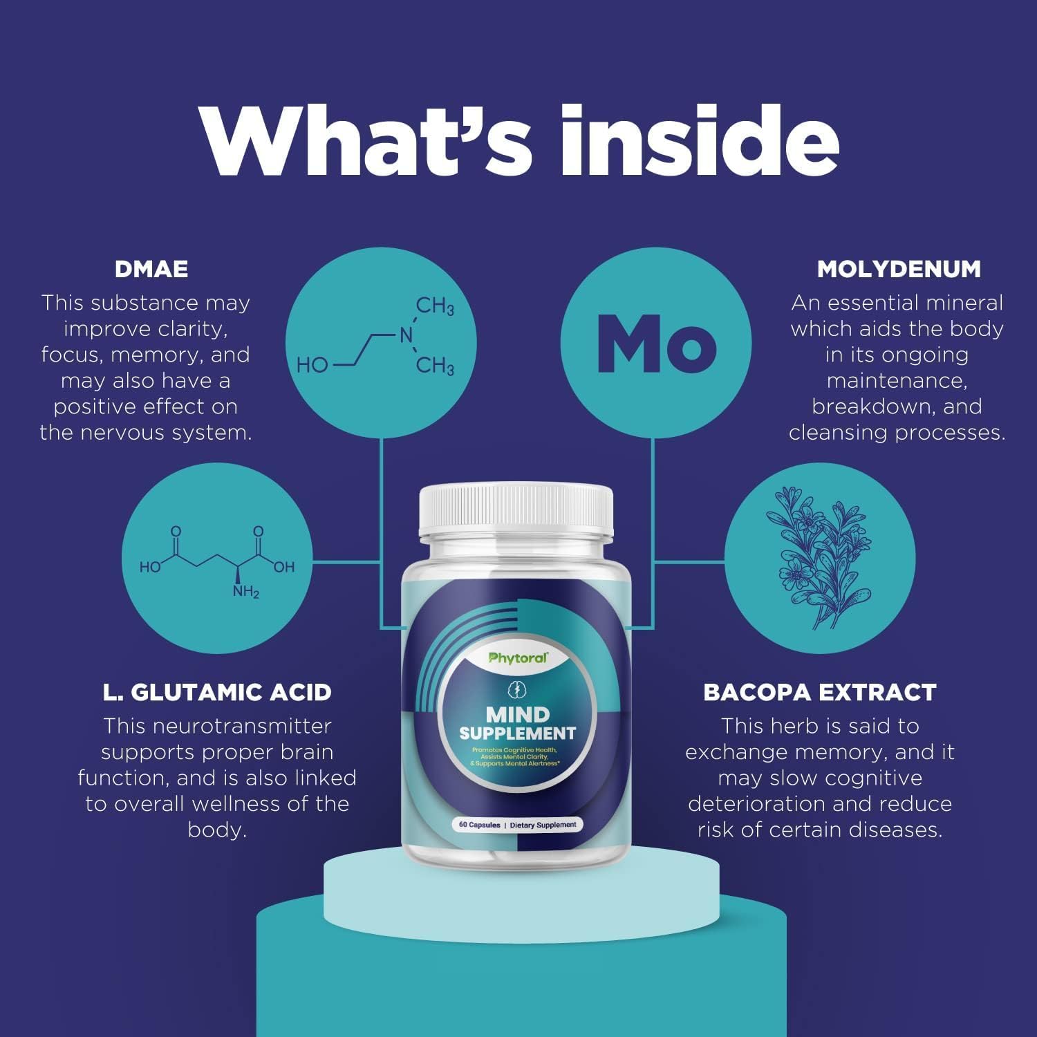 Nootropic Brain Supplement for Memory and Focus Enhancement - Vitamins for Brain Mental Health & Clarity - Cognitive Health Complex for Mind's Vitality & Mental Alert - 60 Count Phytoral uk supplements