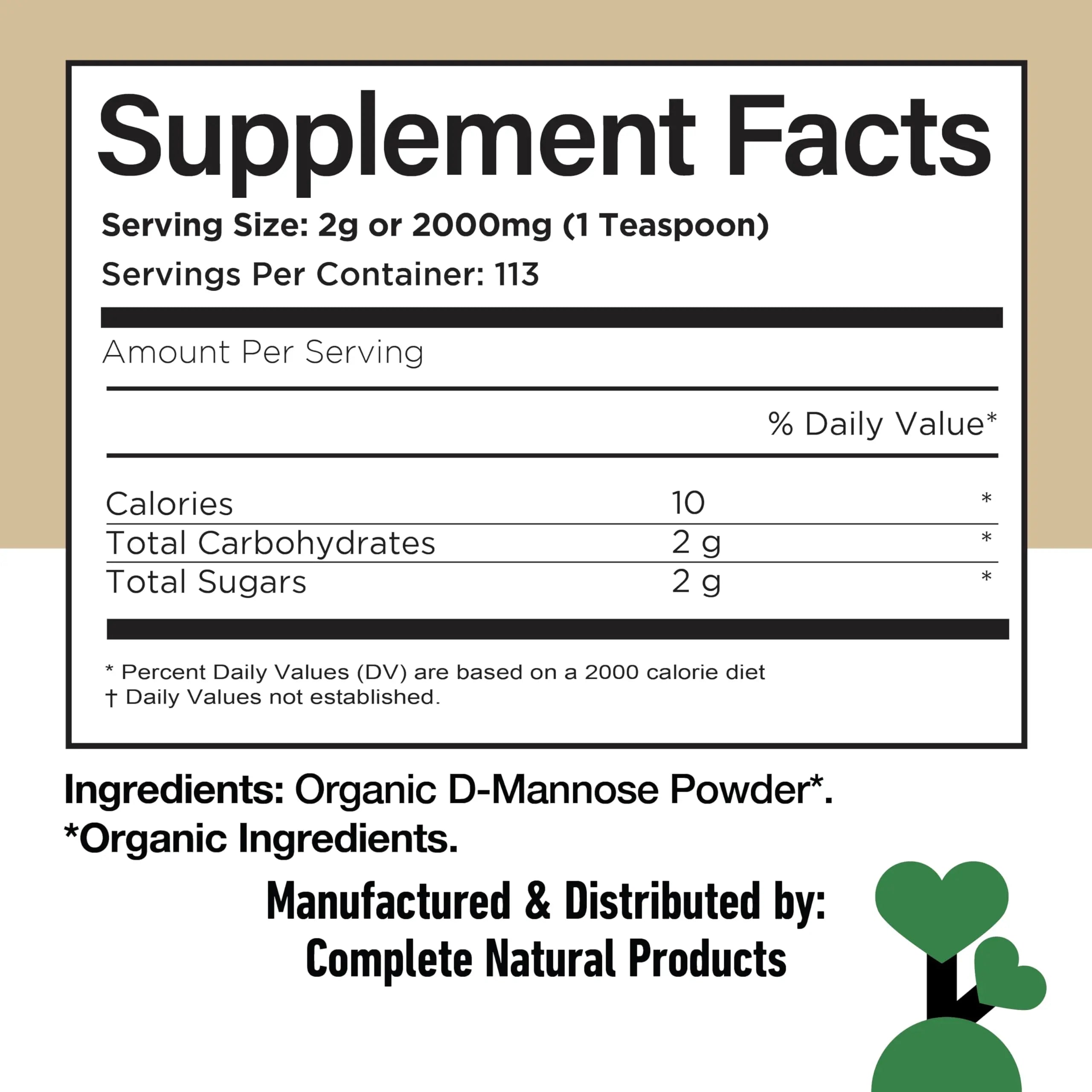 CNP Organic D Mannose Powder 2000mg - Powder D Mannose Supplement for UTI Support, Pure D-Mannose Powder from Guar Beans, Vegan Non GMO Clean Formula, Bladder Urinary Tract Health Supplement Use Complete Natural Products uk supplements