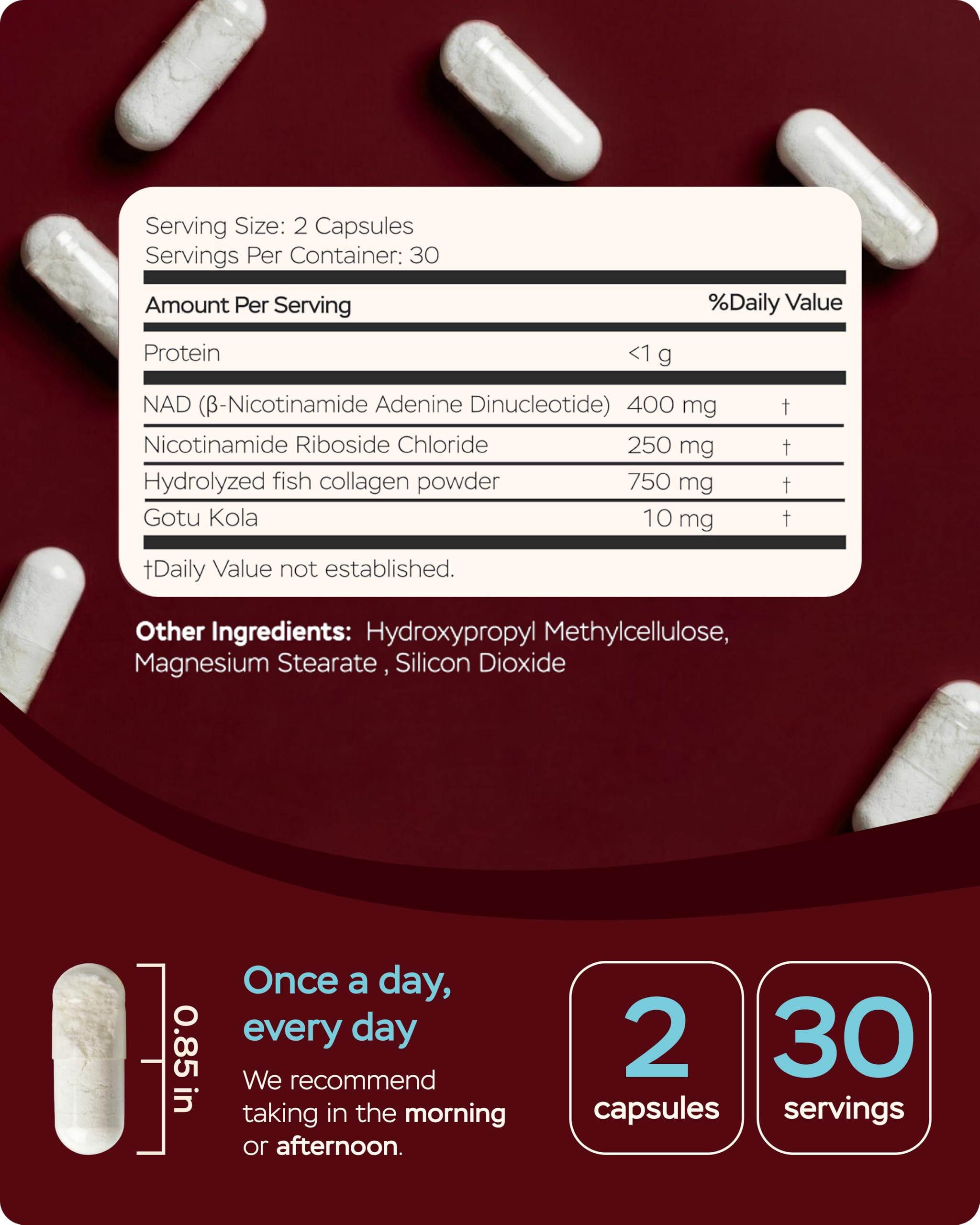 Gotu Kola and NAD Plus Supplement 1400mg - NMNH Supplement Alternative Supports Healthy Aging Complex with Nicotinamide Riboside & Gotu Kola, Collagen - Formula for Energy, Skin & Cognitive, 60 Caps 4Well Products uk supplements