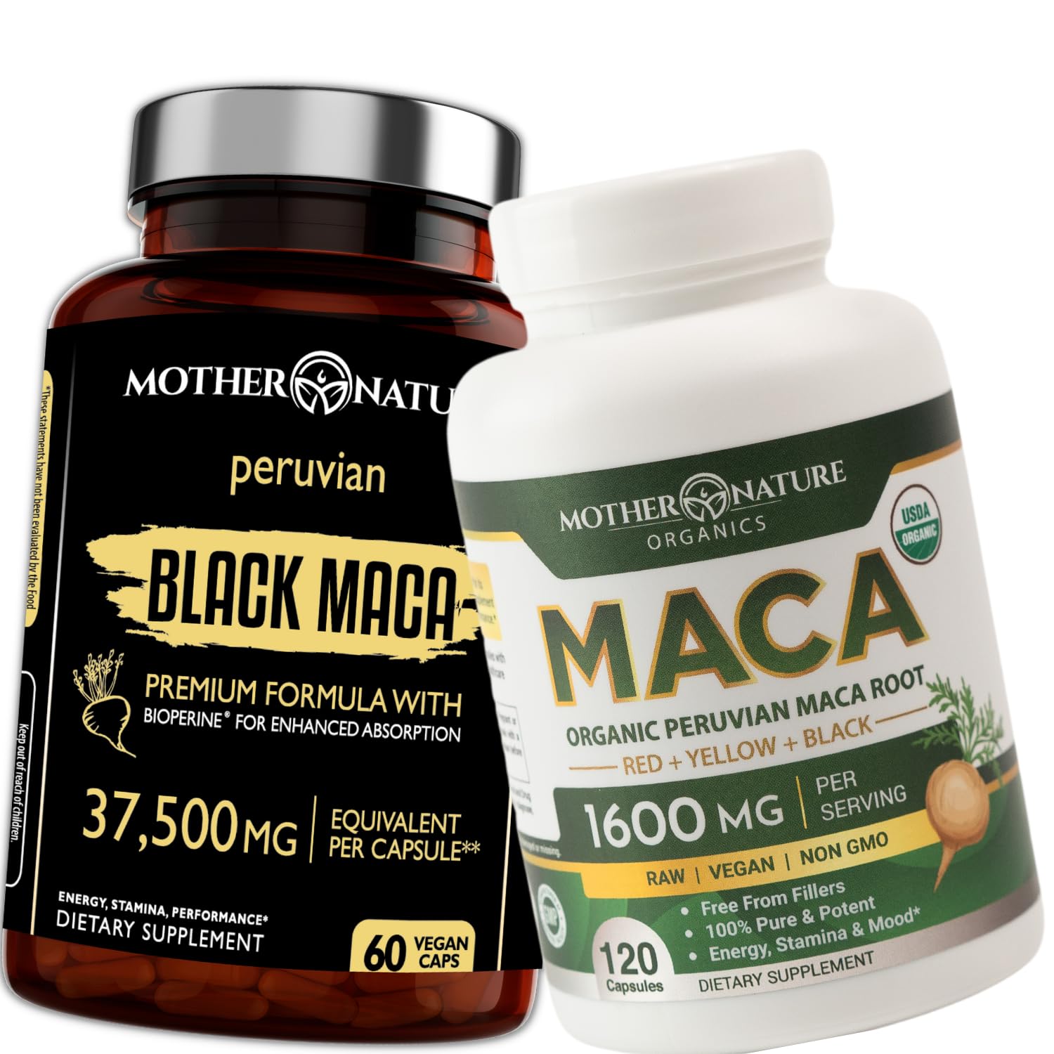 Powerful Maca Blend for Men – Black, Red & Yellow Maca Capsules | Supports Energy, Stamina & Endurance | Promotes Hormonal Balance & Vitality Mother Nature Organics Superfoods for Organic Living uk supplements
