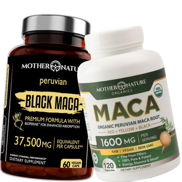 Powerful Maca Blend for Men – Black, Red & Yellow Maca Capsules | Supports Energy, Stamina & Endurance | Promotes Hormonal Balance & Vitality Mother Nature Organics Superfoods for Organic Living uk supplements