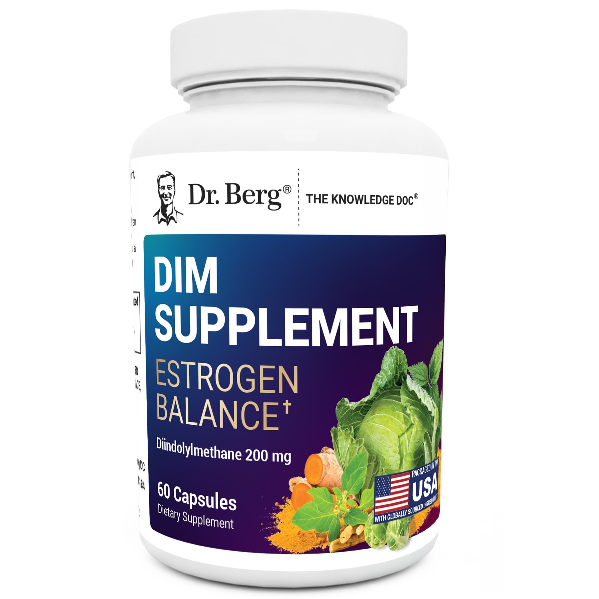 Dr. Berg DIM Supplement Estrogen Balance - Original Estrogen Supplement for Women with Diindolylmethane for Menstrual Symptoms & Menopause Relief & Black Pepper for Enhanced Absorption - 60 Capsules Dr. Berg Nutritionals uk supplements