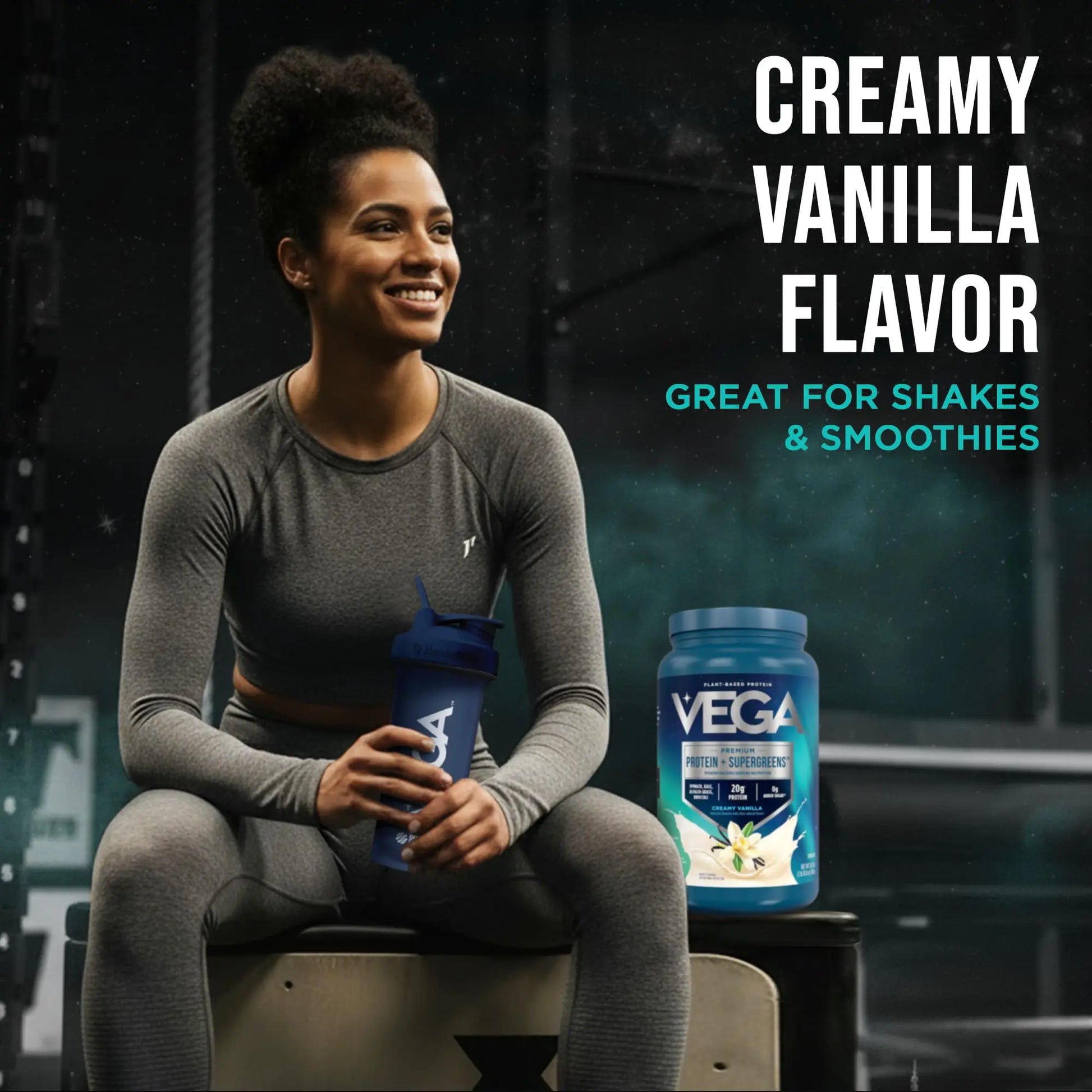 Vega Premium Protein + Supergreens, Creamy Vanilla – 20g Vegan Protein, Dairy & Gluten Free, 26.9 oz (25 Servings) Vega uk supplements