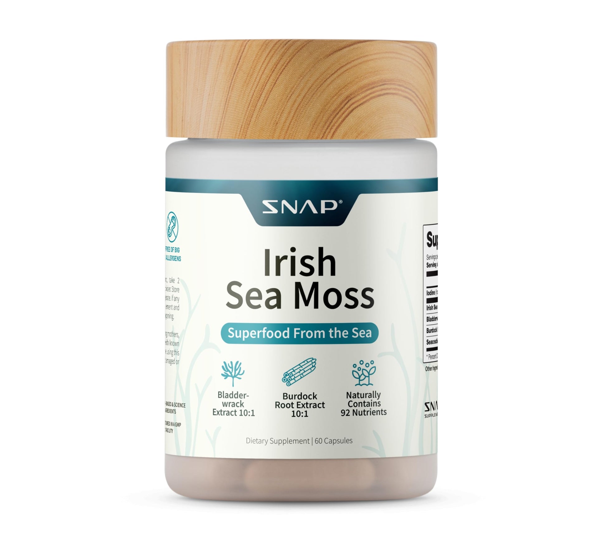 Snap Supplements Irish Sea Moss with Bladderwrack, Burdock Root & Iodine – Natural Sea Moss Supplement to Support Gut Health, Energy & Healthy-Looking Skin, 60 Vegan Capsules (1 Month Supply) Snap Supplements uk supplements