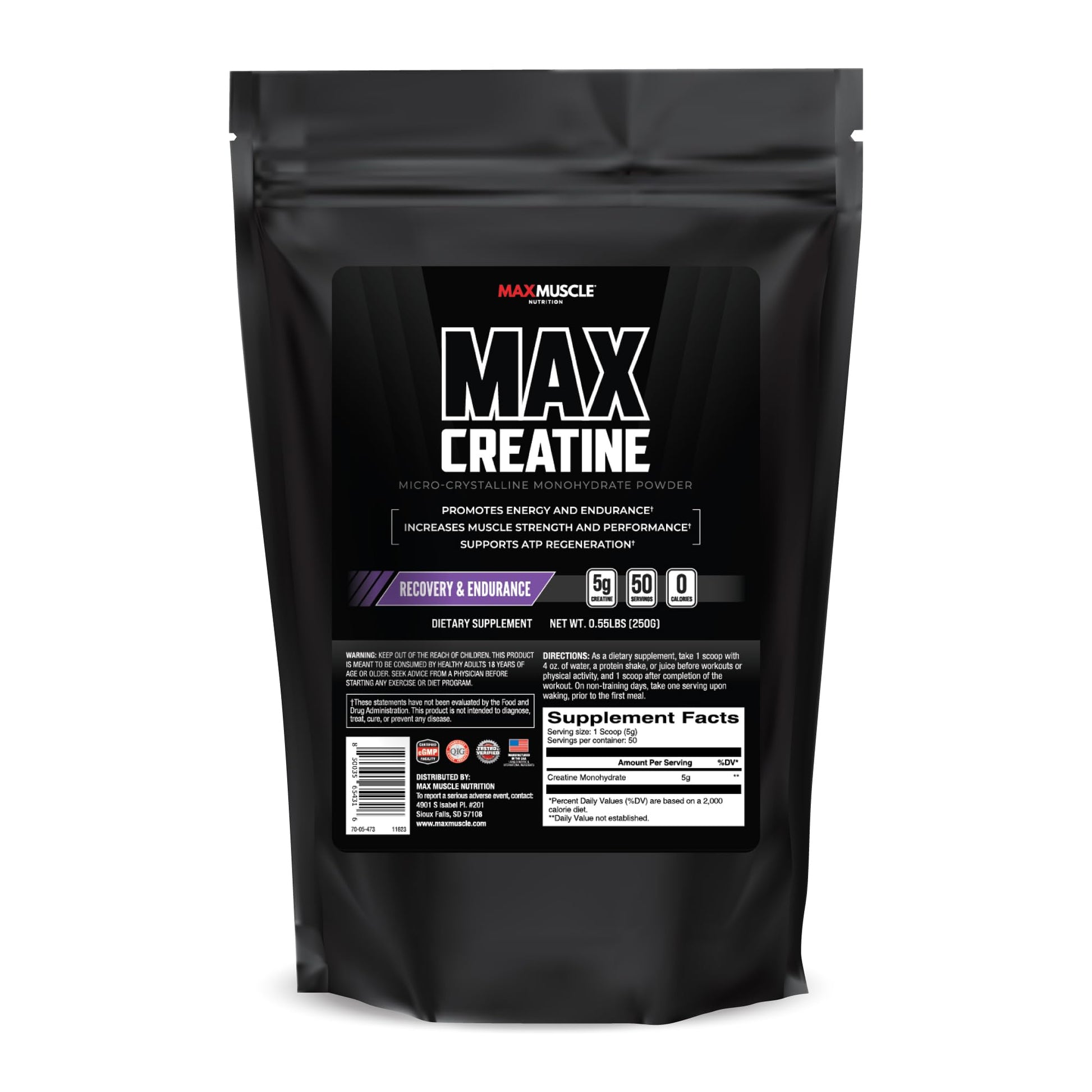 Max Muscle Ultra Pure Creatine Monohydrate Powder 5000 mg (5 Grams) | 3rd Party Purity Tested | 100% Micronized and Unflavored for Maximum Absorption | Keto Friendly | 8.8 Ounces | 50 Servings Max Muscle uk supplements