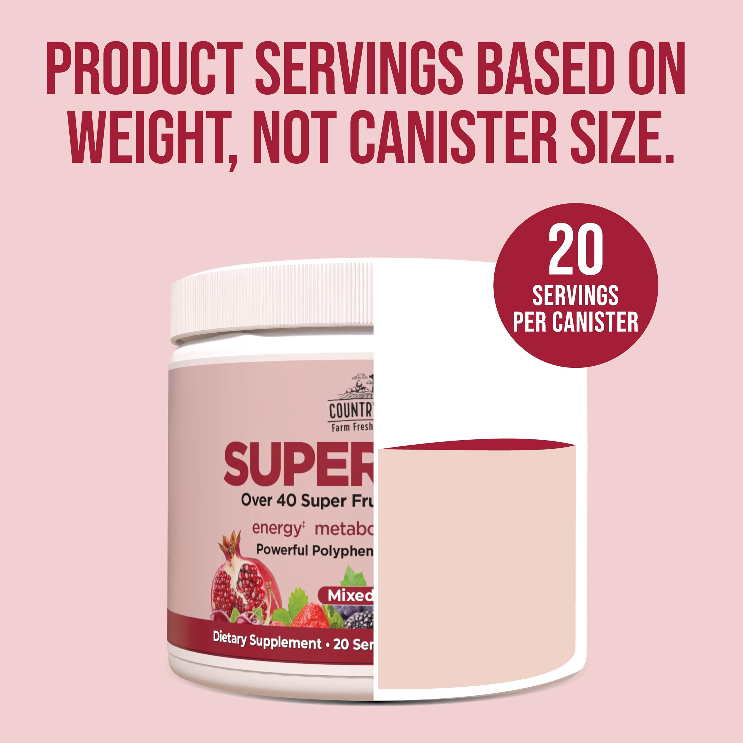 COUNTRY FARMS Super Reds, Energizing Polyphenol Superfood, 48 Super Fruits and Berries, Powerful Antioxidants and Polyphenols, Supports Energy, 20 Servings, Mixed Berry Flavor Country Farms uk supplements