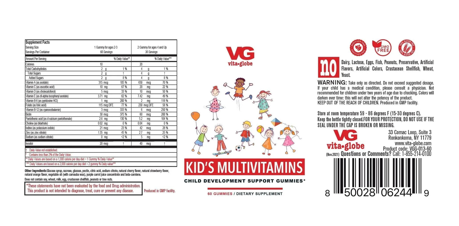 VITA GLOBE Kids Complete Multivitamin Gummies – with Vitamins A, C, D, E, B6 & B12 | Daily Immune, Growth & Wellness Support | VITA GLOBE uk supplements