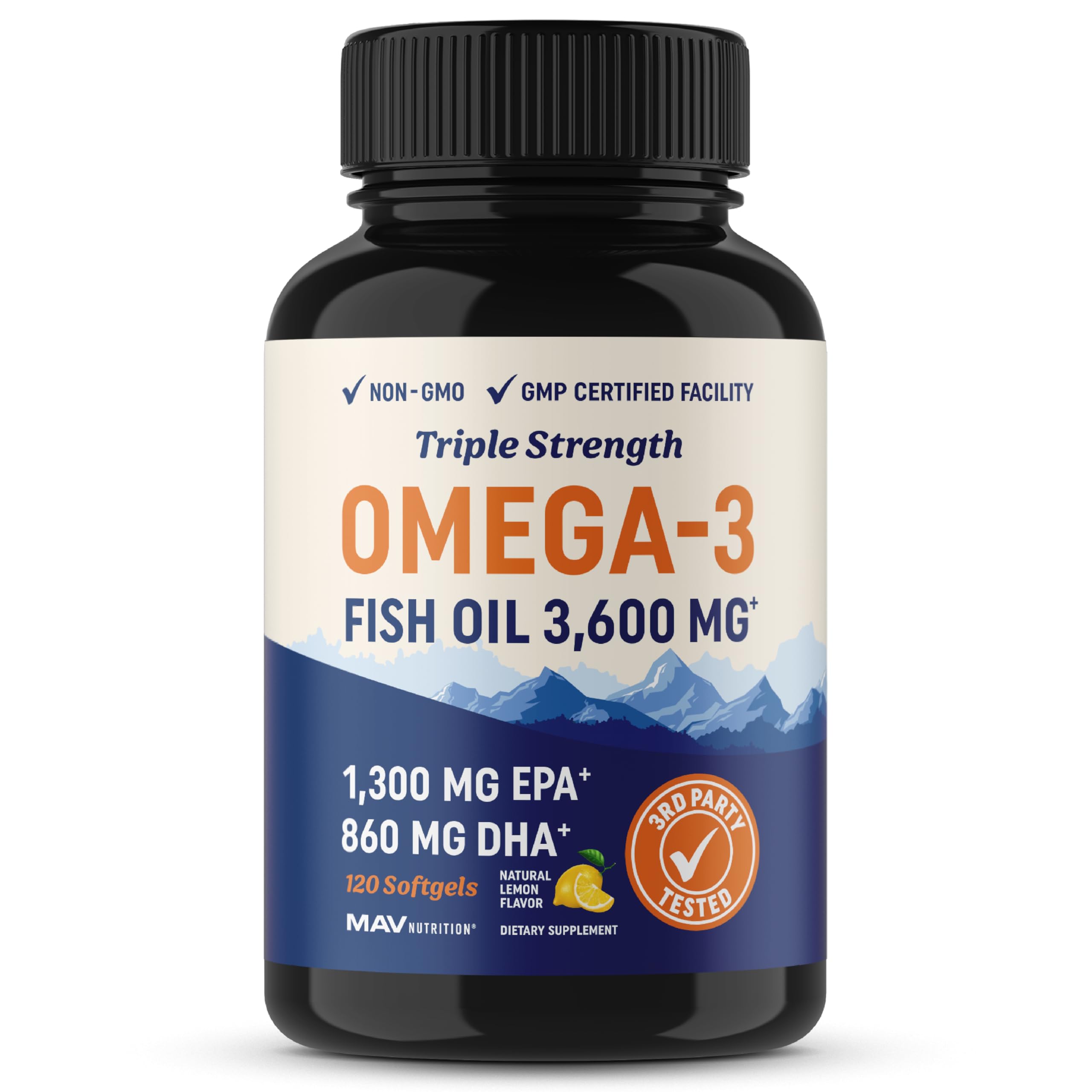 Triple Strength Omega 3 Fish Oil | 3600 mg EPA & DHA | Over 2100mg of Omega 3 Fatty MAV NUTRITION uk supplements