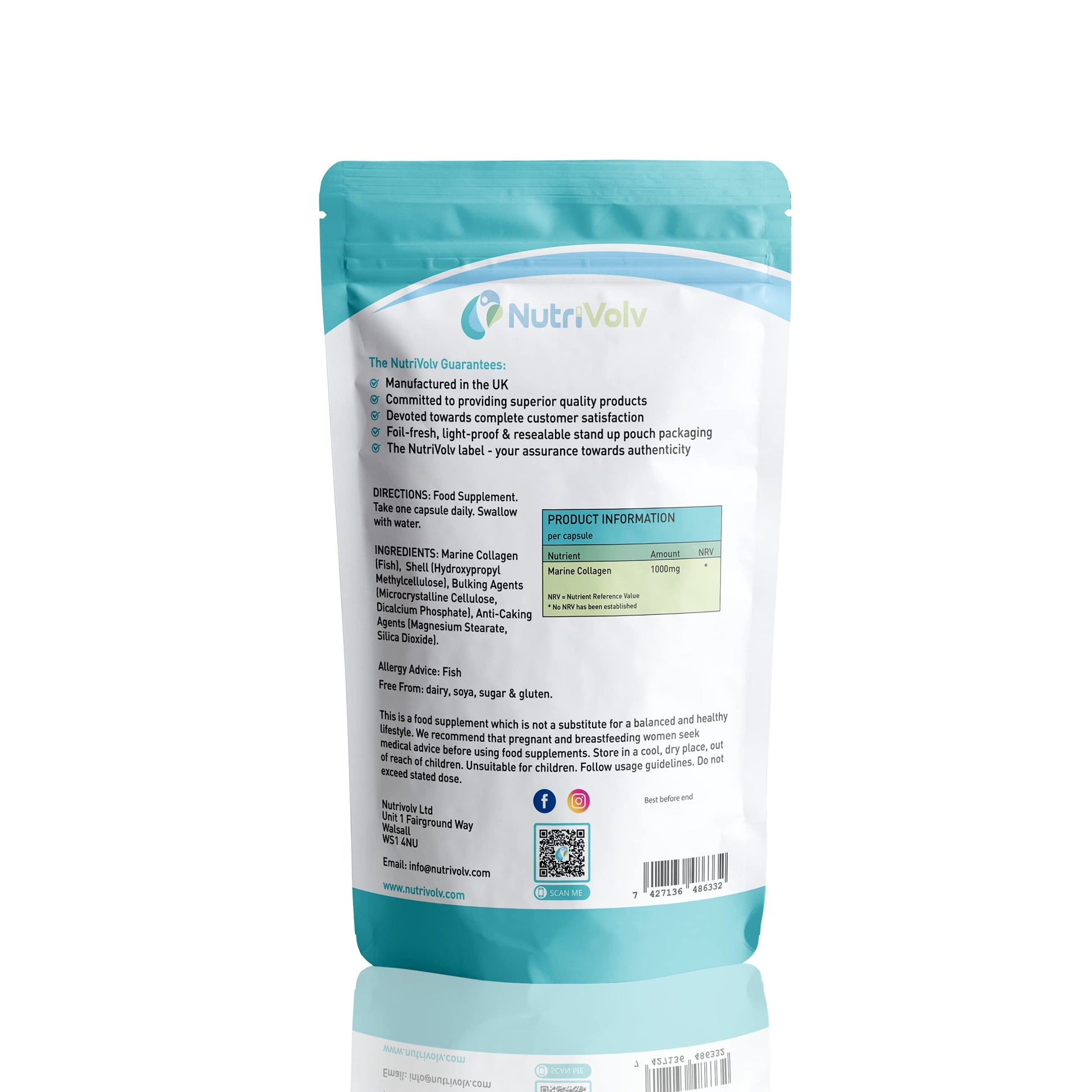 Nutrivolv Collagen Marine (1000mg) Supplement for Skin , Anti Ageing Nutrivolv uk supplements