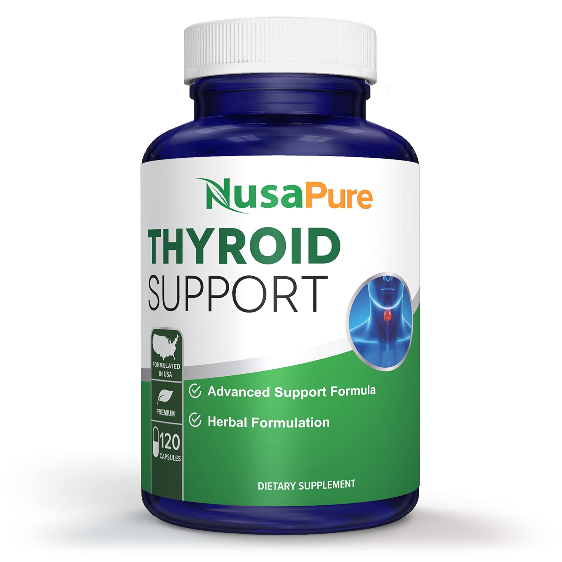 NusaPure Thyroid Support Supplement (Non-GMO) 120 caps, Ashwaganda, Iodine, Zinc, kelp, Vitamin B12, L-Tyrosine, Selenium, Copper NusaPure uk supplements