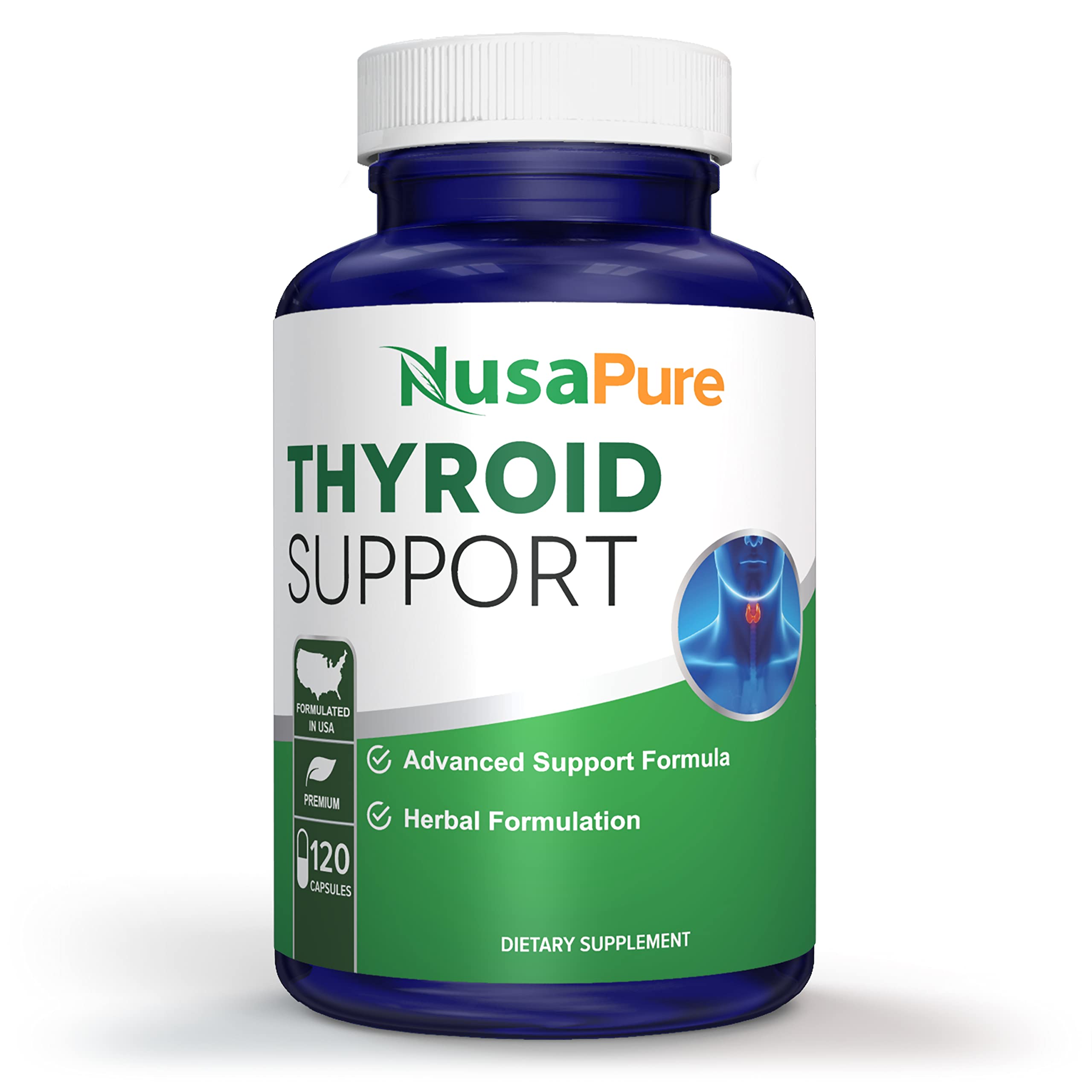 NusaPure Thyroid Support Supplement (Non-GMO) 120 caps, Ashwaganda, Iodine, Zinc, kelp, Vitamin B12, L-Tyrosine, Selenium, Copper NusaPure uk supplements
