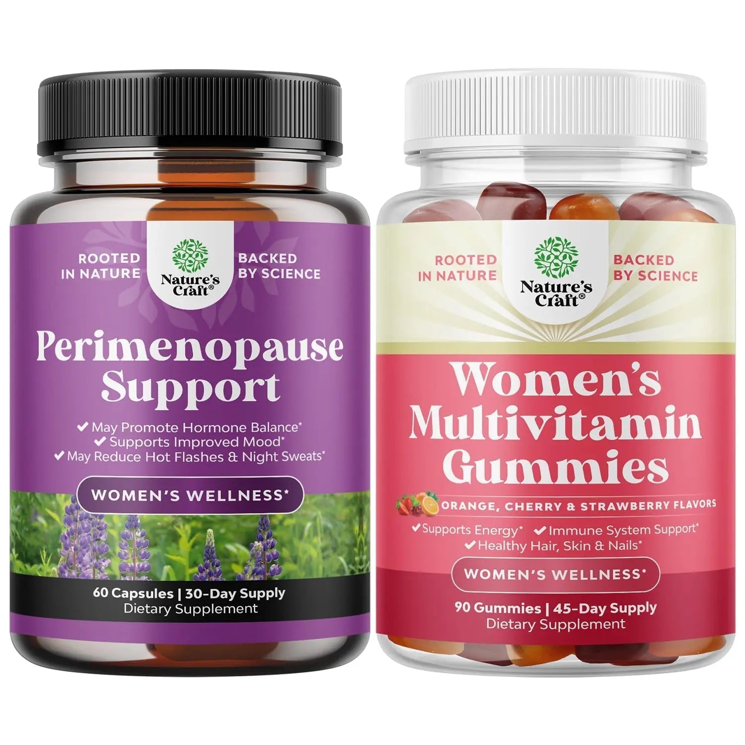 Bundle of Perimenopause Supplement with Maca Root Vitex Berry Black Cohosh for Hot Flashes Night Sweats Hormone Balance Natures Craft uk supplements