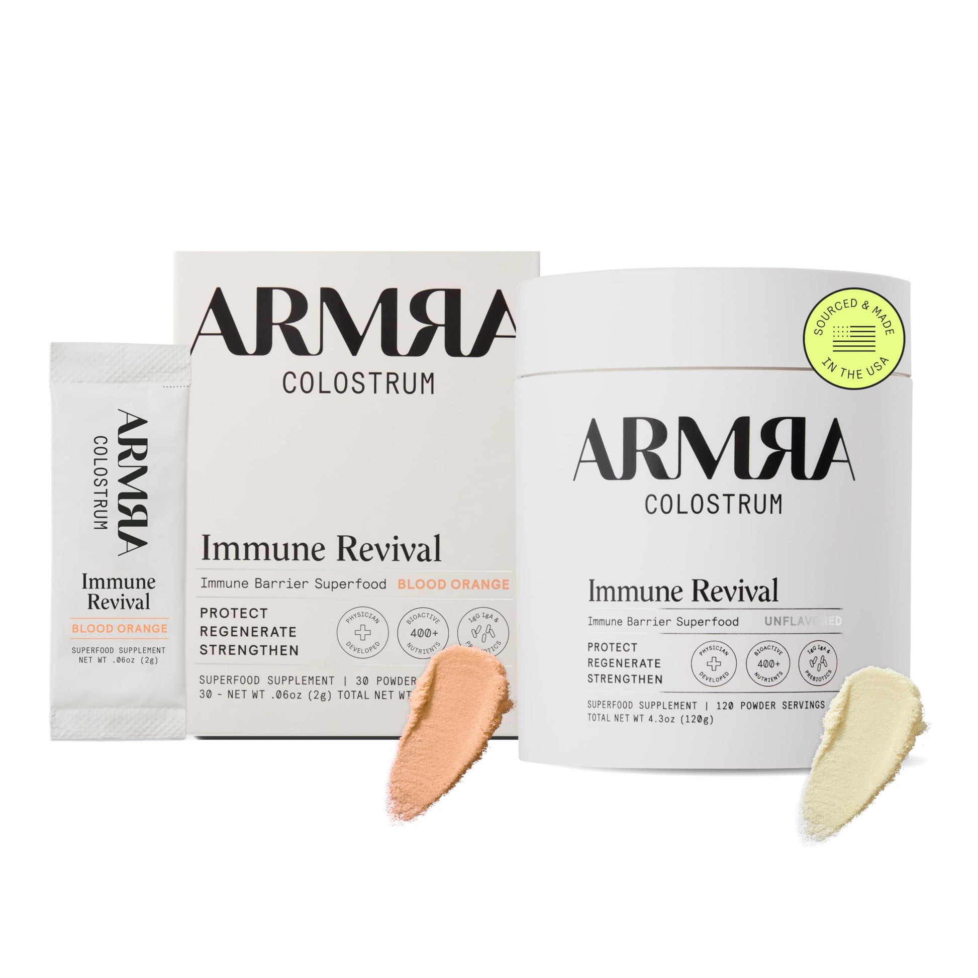 ARMRA Colostrum™ Premium Powder, Grass Fed, Gut Health Bloating Immunity Skin & Hair, Contains 400+ Bioactive Nutrients, Keto, Gluten & Fat Free (Blood Orange, Unflavored Bundle | 150 Servings) ARMRA uk supplements