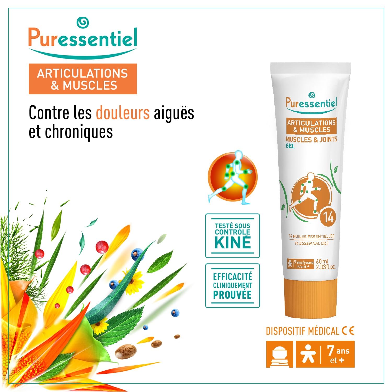 Puressentiel Muscles and Joints Gel - Soothing Gel for Muscle Relief and Knee Relief - Cooling Gel for Foot Relief - Back Gel - 2.02 oz Puressentiel uk supplements