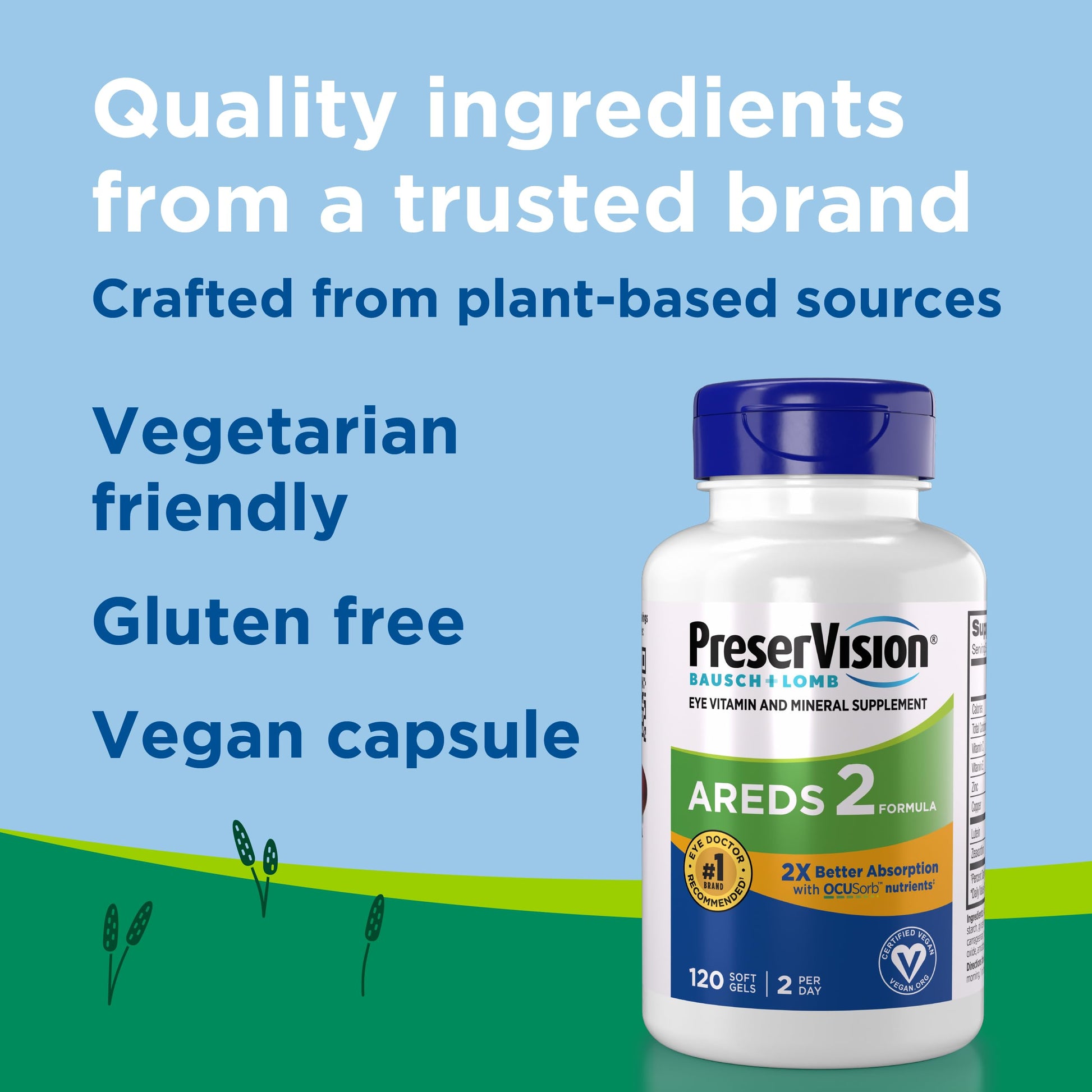 PreserVision AREDS 2 Eye Vitamin & Mineral Supplement with OCUSorb, 120 Vegan Soft Gels, Contains Lutein, Zeaxanthin, Vitamin C & E, Zinc, & Copper, Eye Health Supplements for Adults PreserVision uk supplements