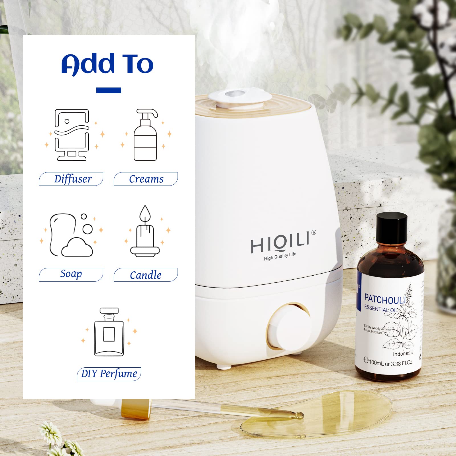 HIQILI Patchouli Essential Oil 100ML, Pure Natural, for Perfume Making, Diffuser and Skin HIQILI uk supplements