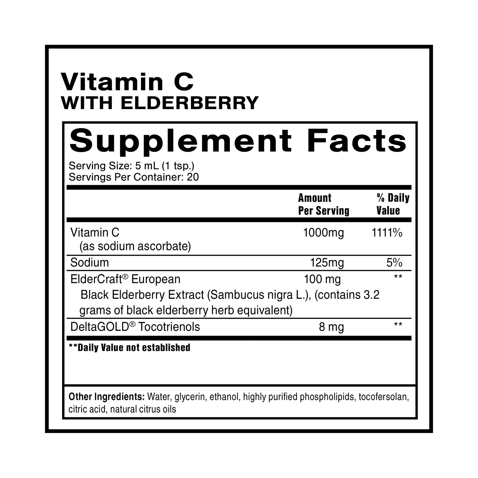 Quicksilver Scientific Liposomal Vitamin C + Elderberry - 1000mg with Superior Absorption Technology & Tocotrienols - Antioxidant & Immune Support Tonic (100ml), 1 Item Quicksilver Scientific uk supplements