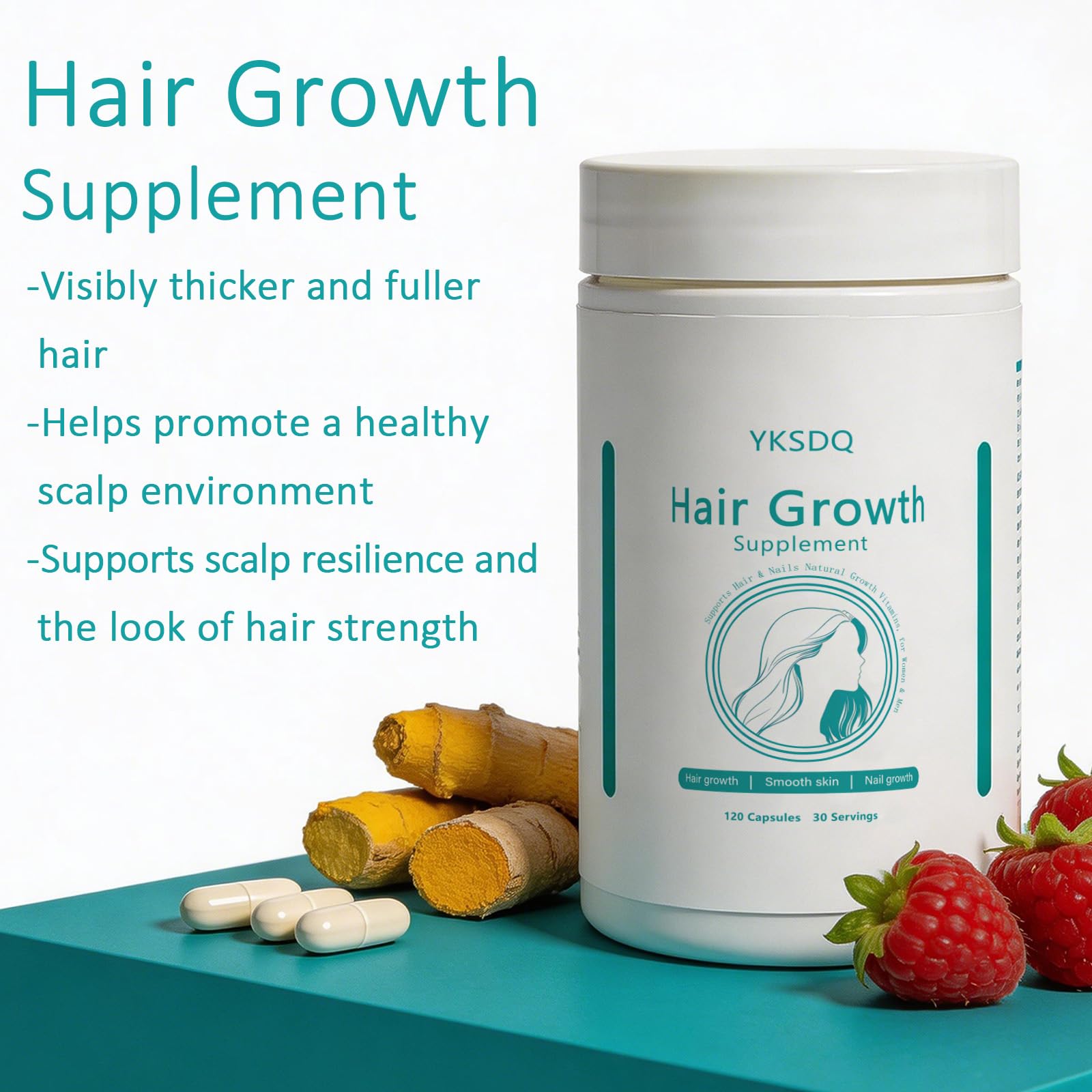 Hair Growth Biotin 10000mcg Supplement with Vitamins A C D E & Calcium - 30-in-1 Formula for Hair & Nails Support, for Women & Men, 30 Servings (1) WOJJ uk supplements