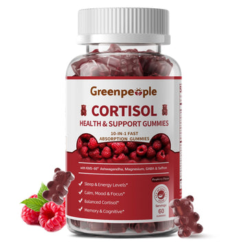 GREENPEOPLE Cortisol Supplements for Women & Men - Cortisol Reducer Detox Manager w/KSM-66 Ashwagandha/Magnesium/L-theanine/GABA/Vitamin B6 for Mood/Sleep/Stress Relief 60 CT Raspberry Flavor Gummies GREENPEOPLE uk supplements