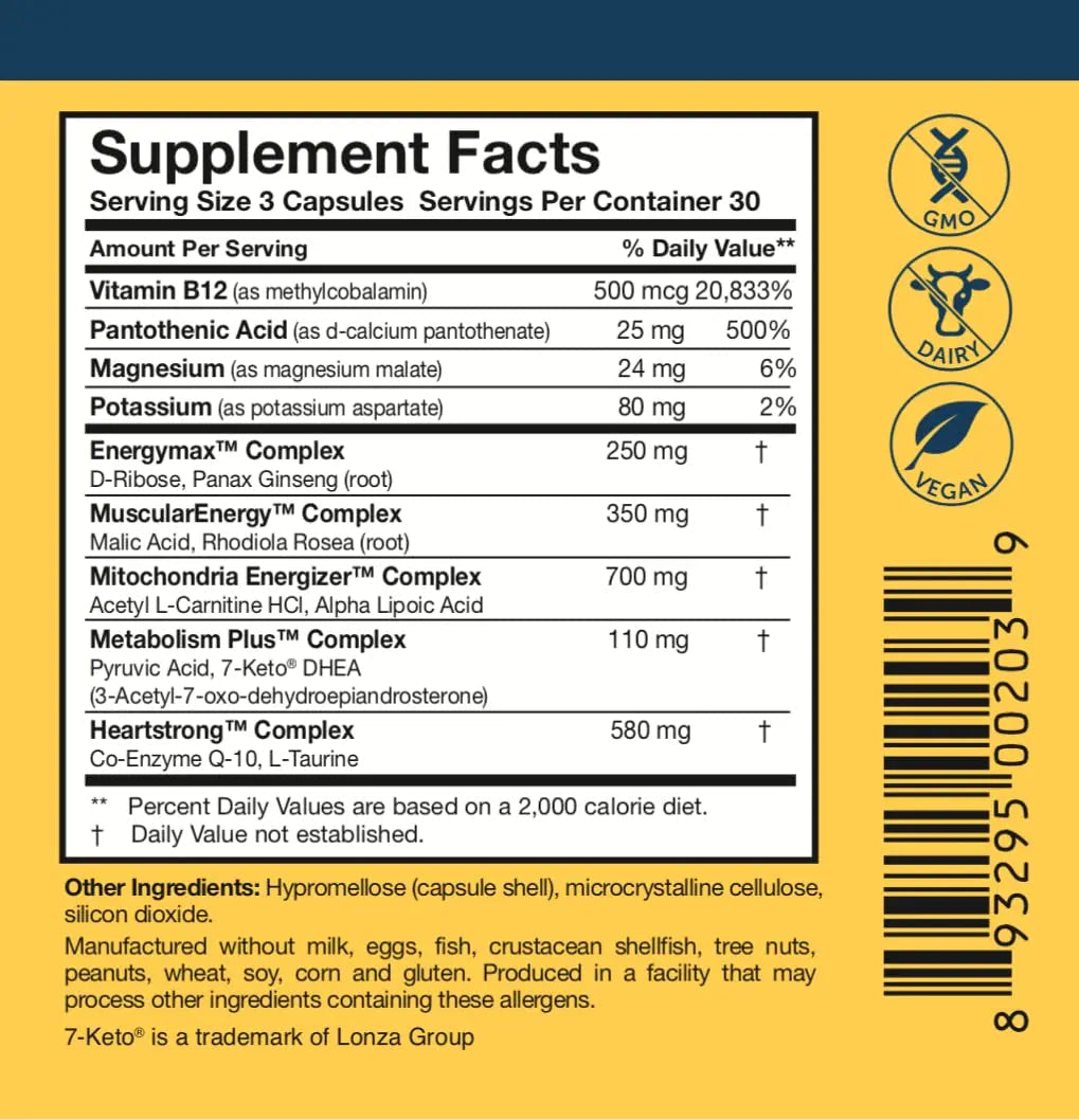 Researched Nutritionals Mens & Womens Vitamins - Optimized Energy Duo - Adrenal Support & Mitochondrial Supplements Researched Nutritionals uk supplements