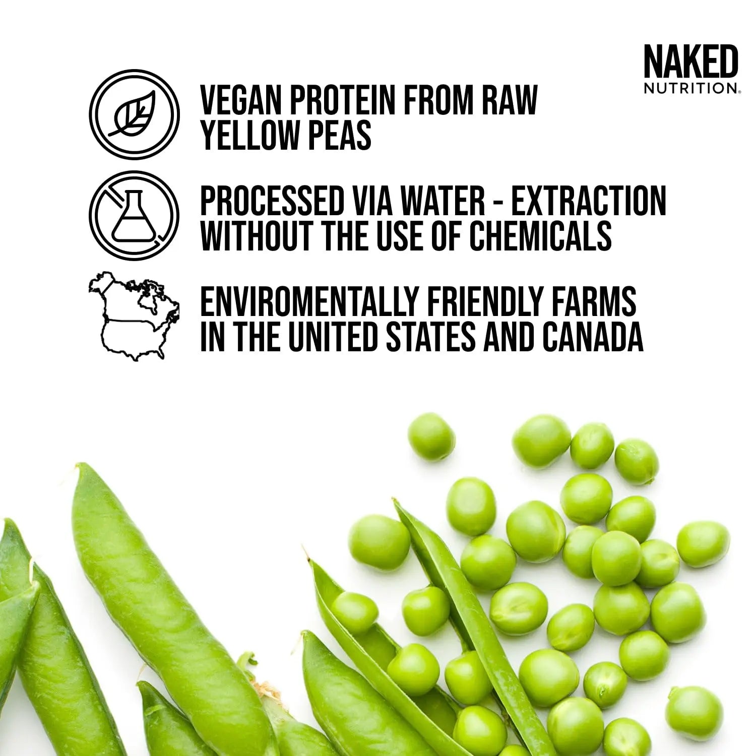 NAKED Pea - 5LB 100% Pea Protein Powder from North American Farms - Unflavored Vegan Pea Protein Isolate - NSF Certified, Plant Protein Powder, Easy to Digest - 76 Servings NAKED uk supplements